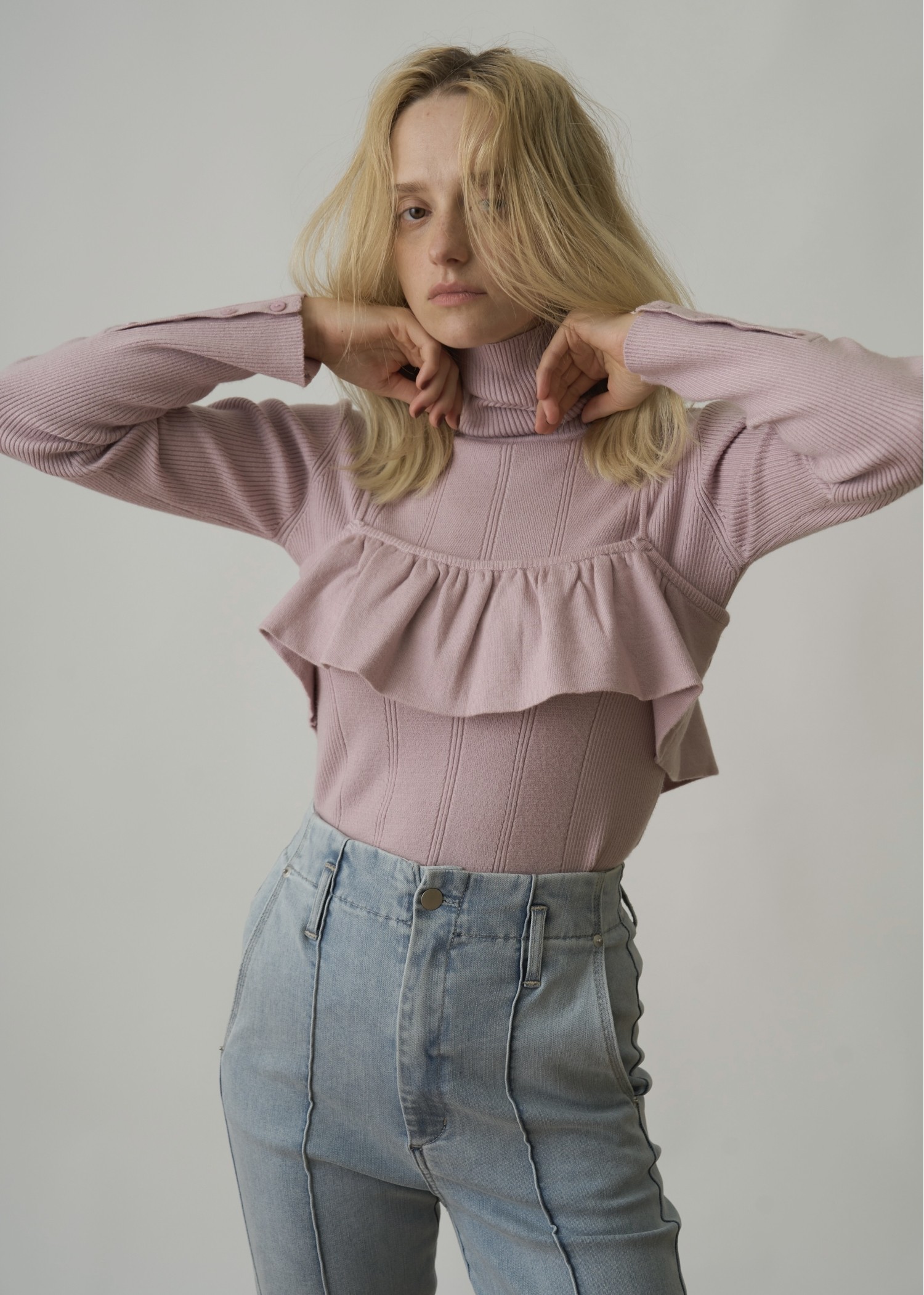 gather flare cropped knit cami