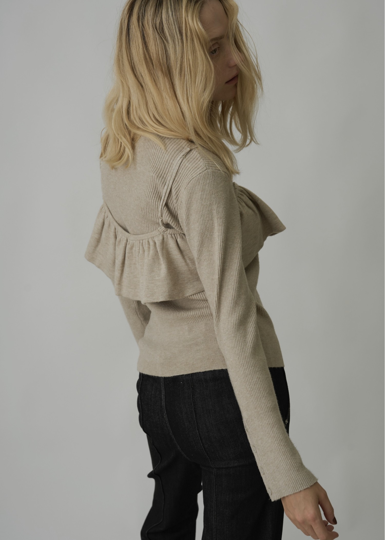 gather flare cropped knit cami