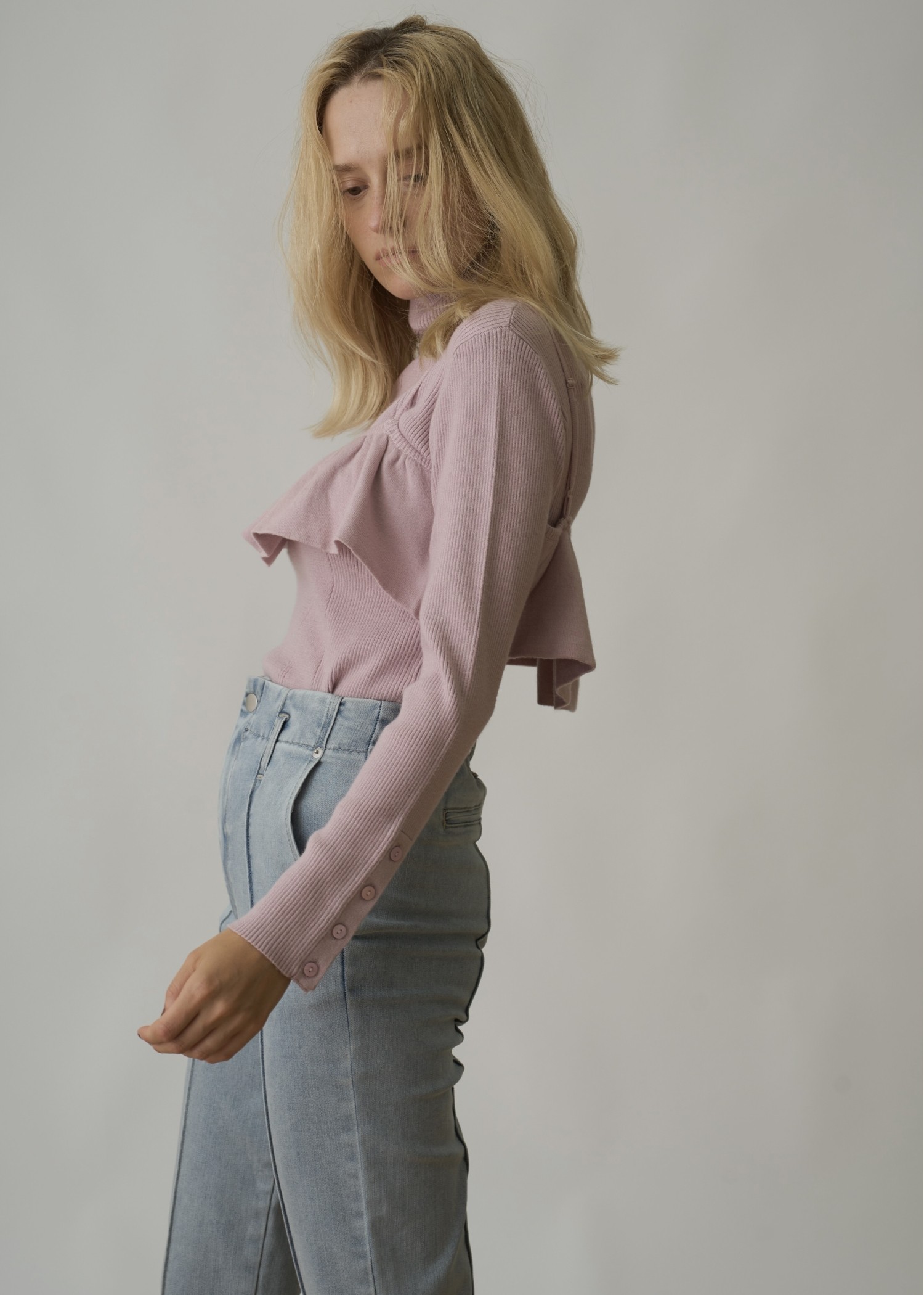 gather flare cropped knit cami