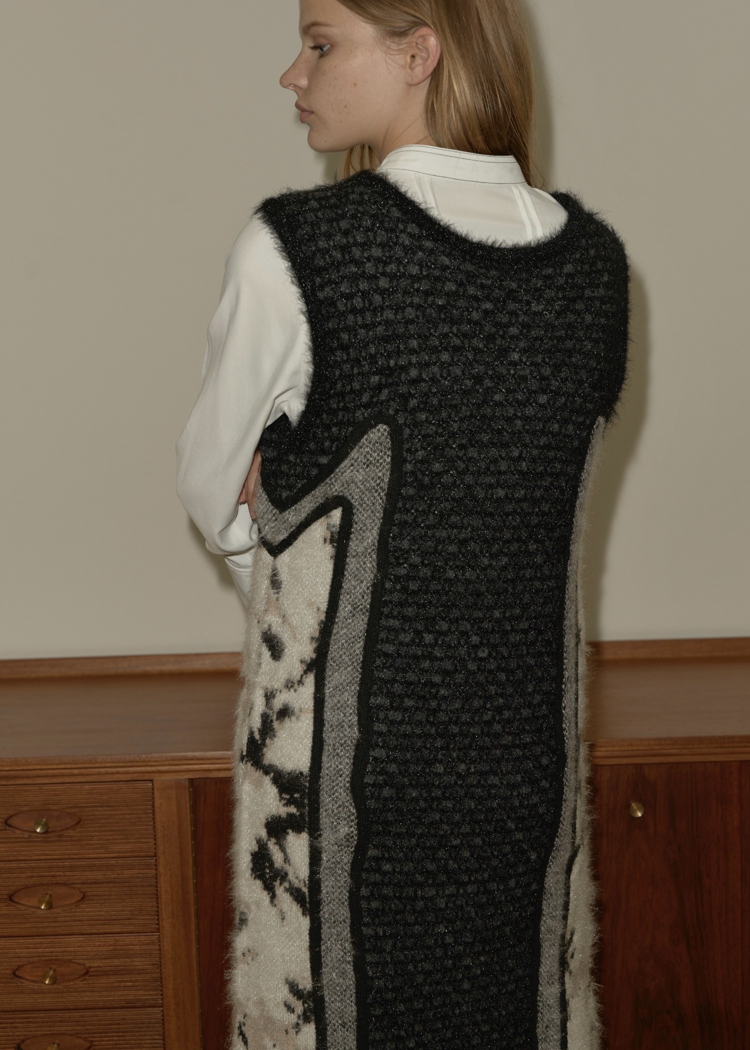 knit at random shaggy geome pattern OP