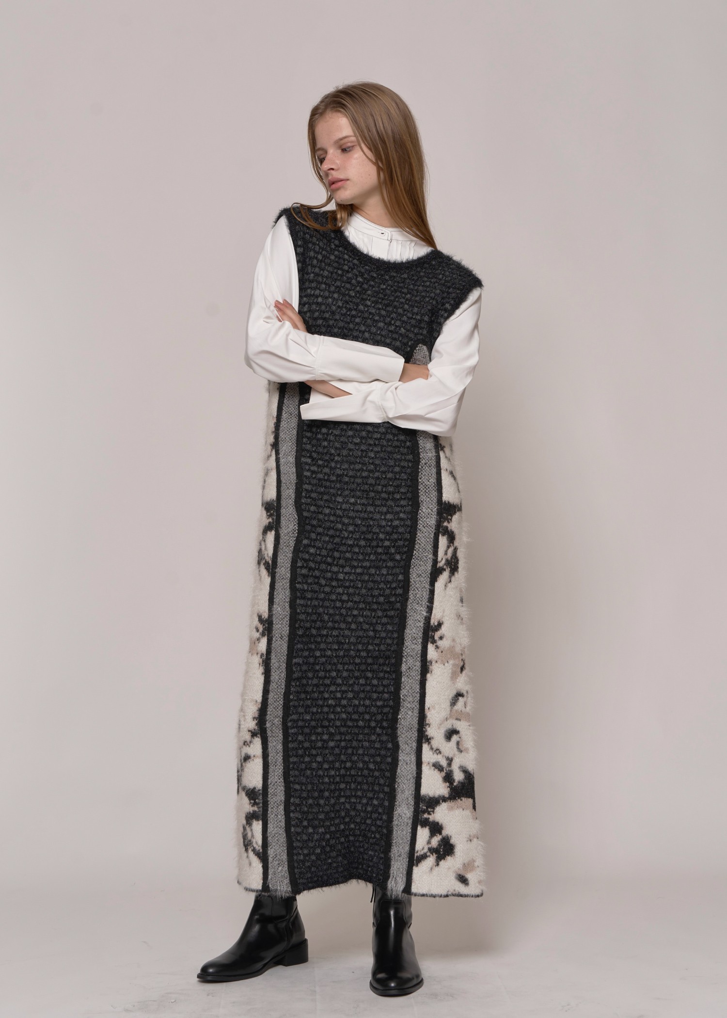 knit at random shaggy geome pattern OP