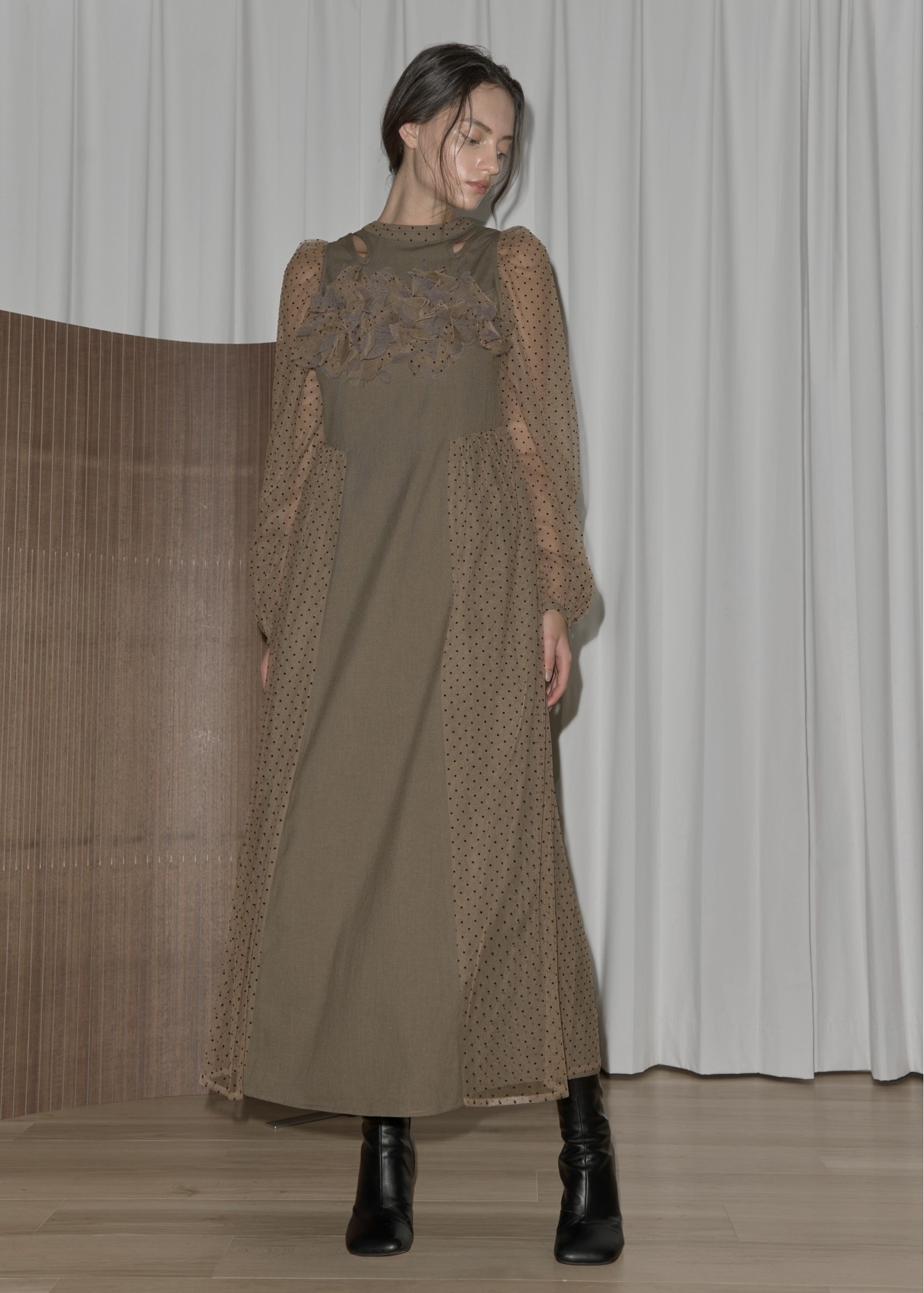 flocky dot layered docking flower motif OP