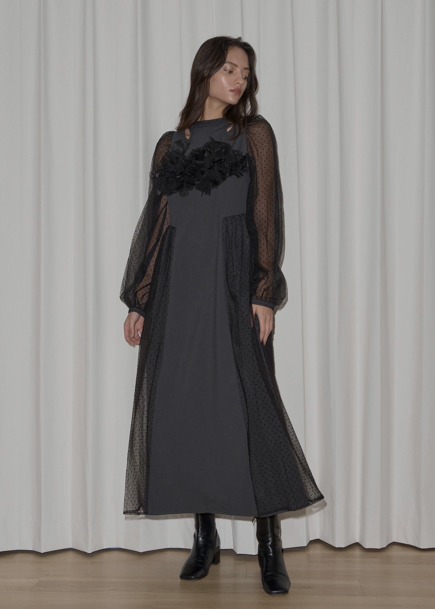 flocky dot layered docking flower motif OP