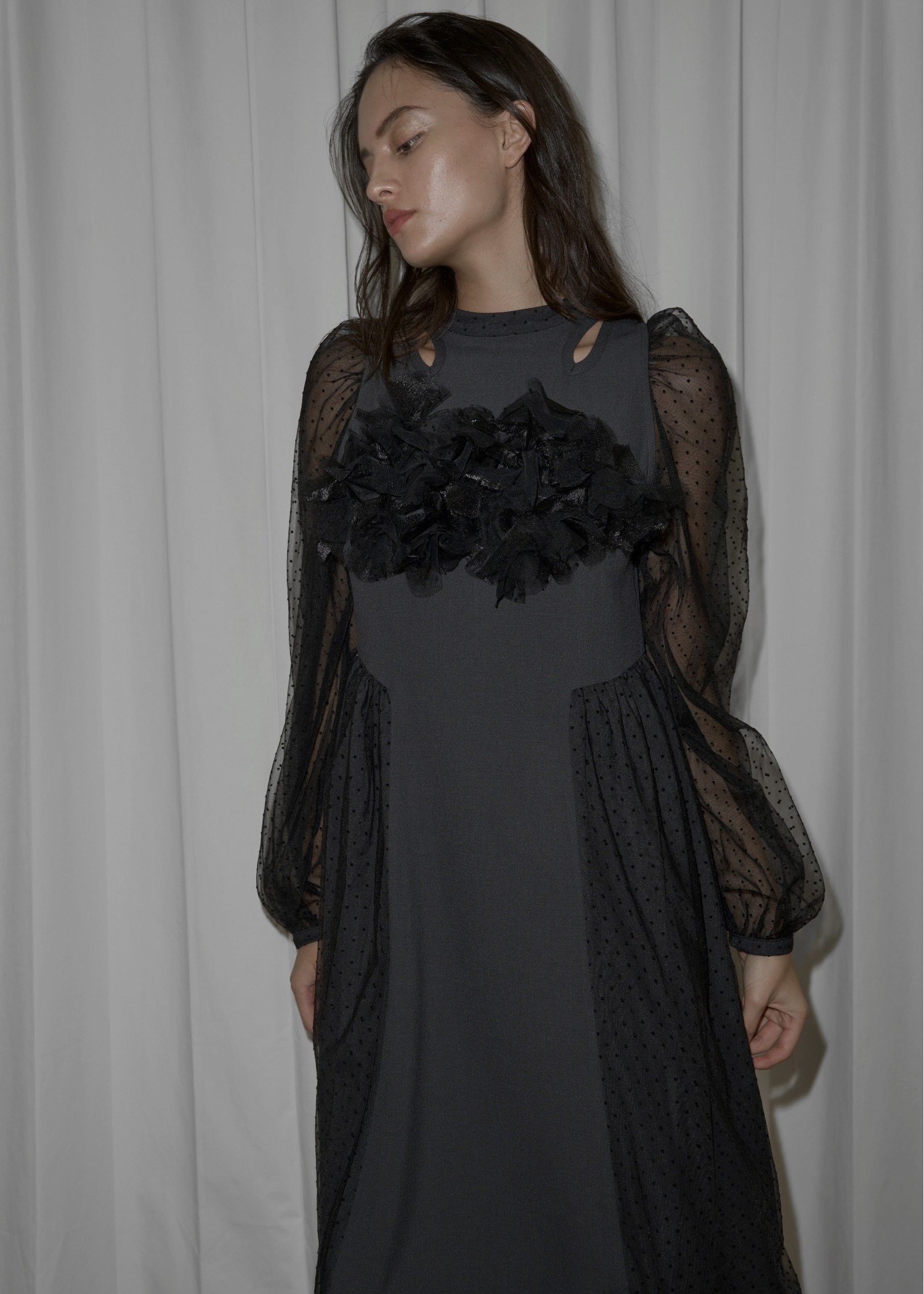 flocky dot layered docking flower motif OP