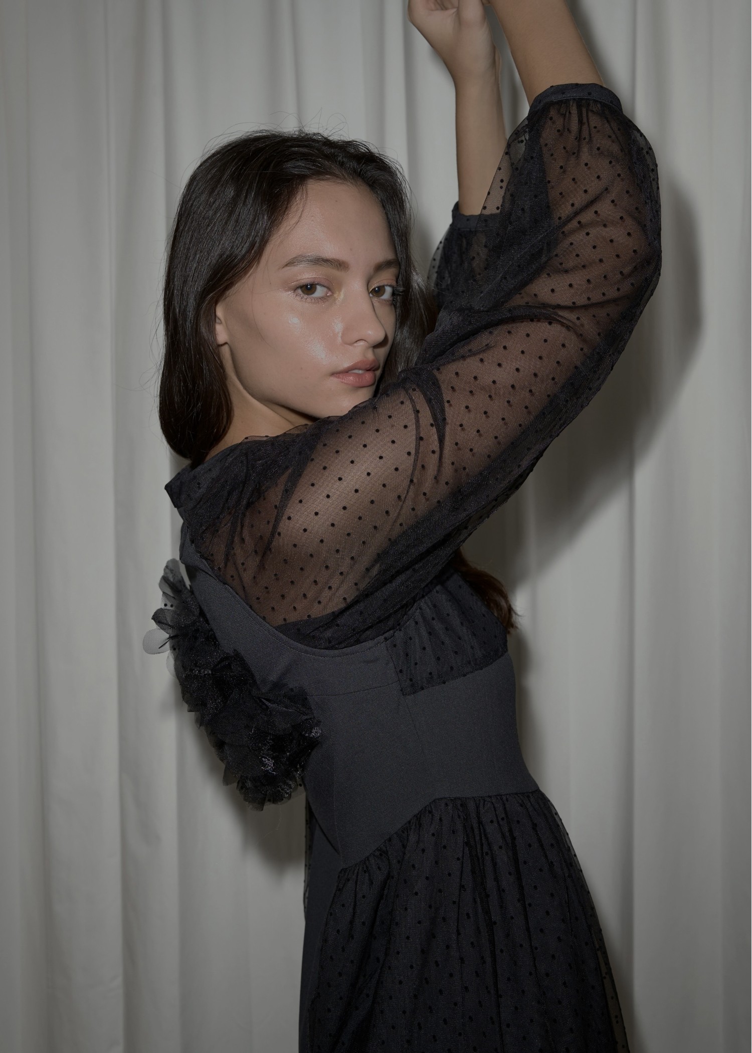 flocky dot layered docking flower motif OP