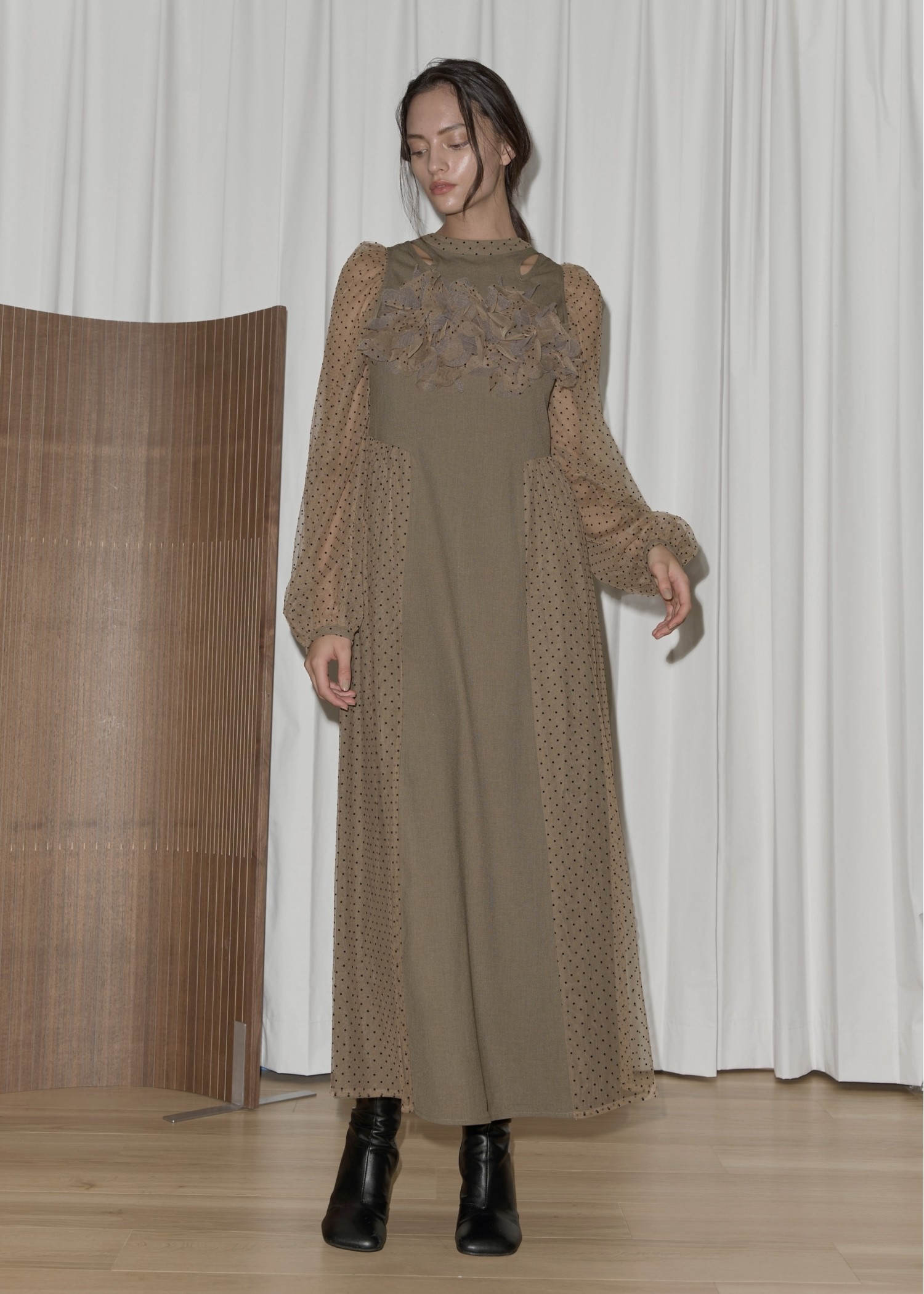 flocky dot layered docking flower motif OP