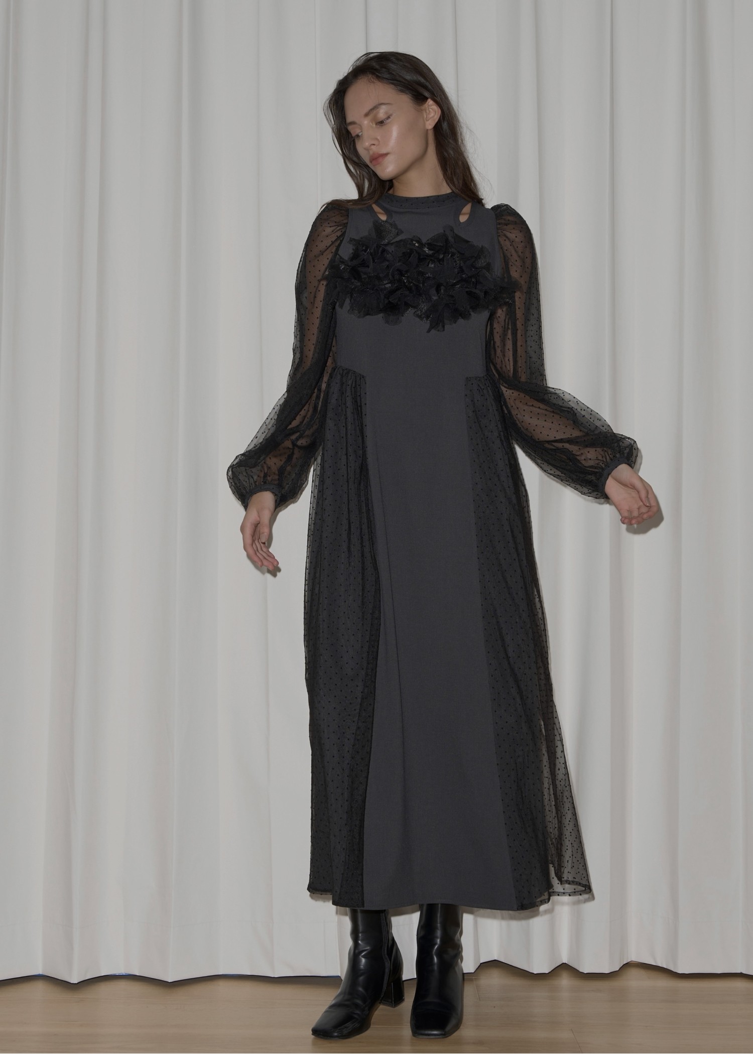 flocky dot layered docking flower motif OP