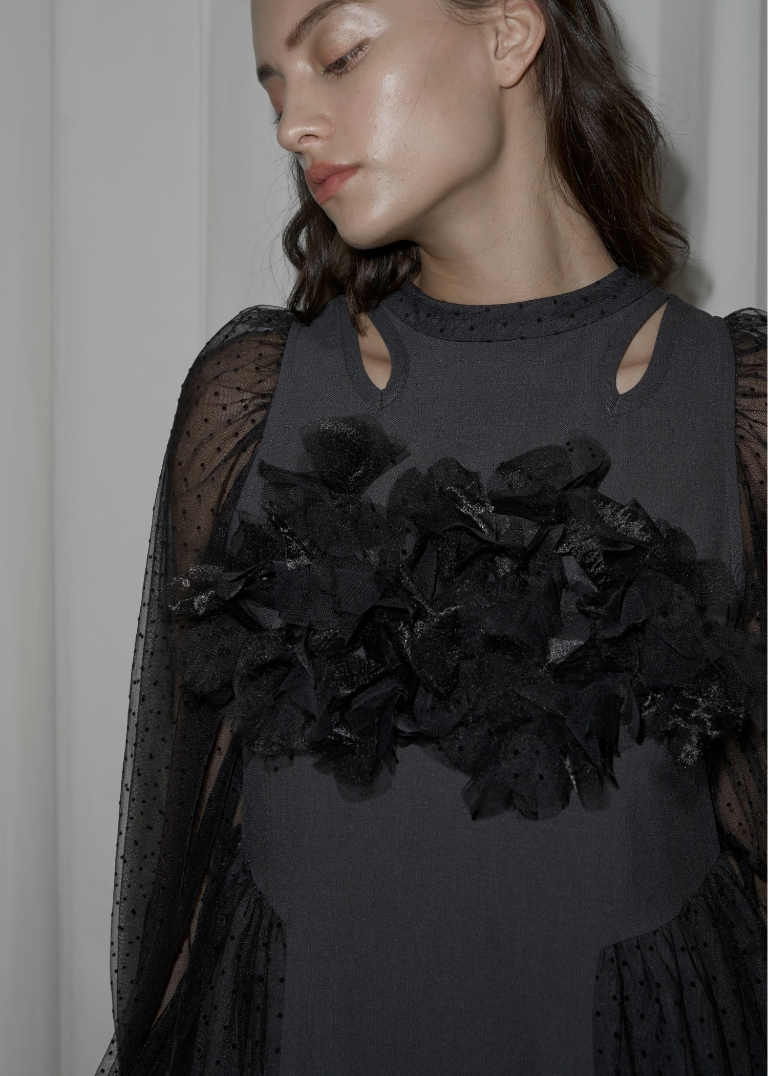 flocky dot layered docking flower motif OP