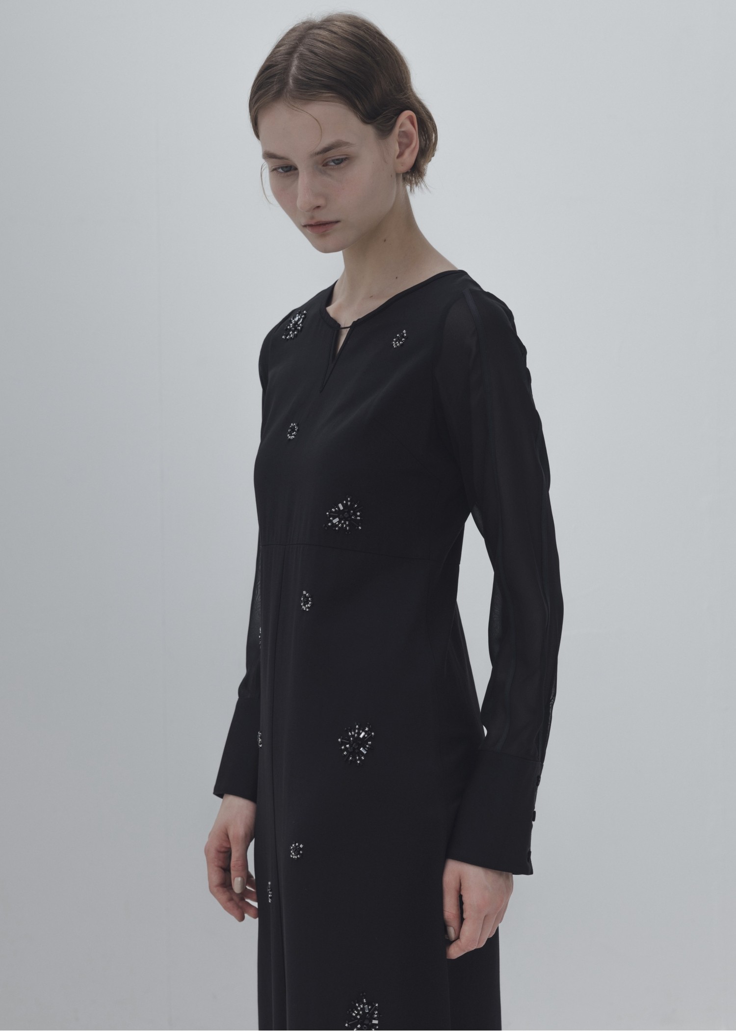 bijou motif sheer sleeve graceful OP