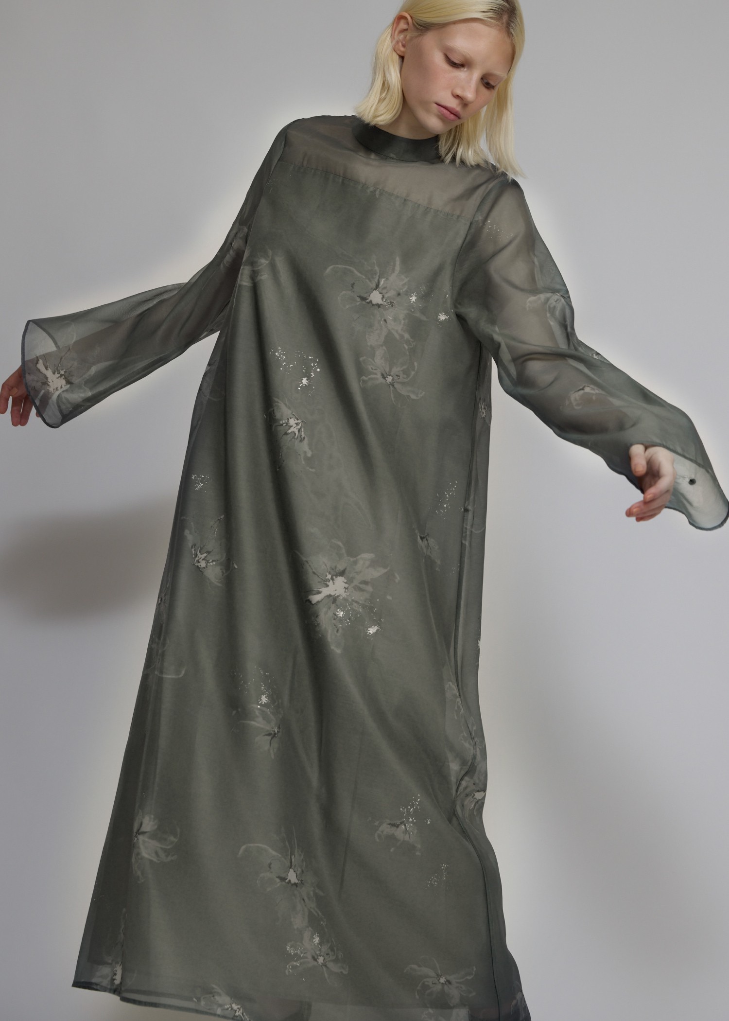 pearl shoulder camisole set original big flower print OP