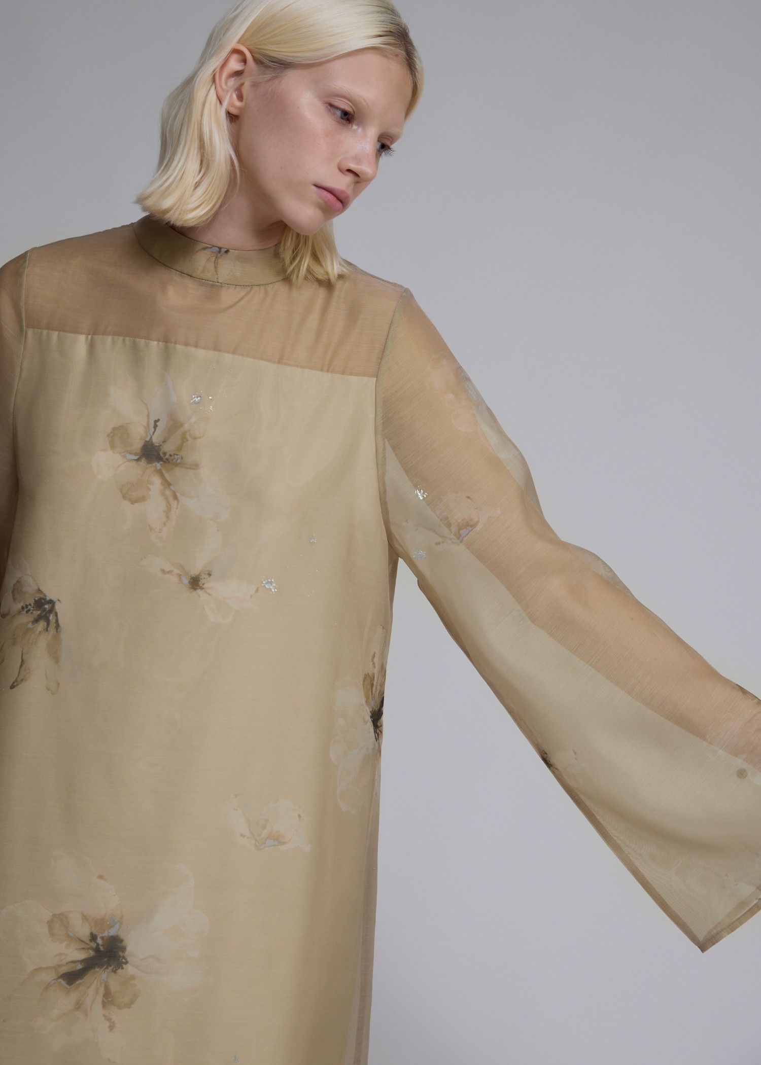 pearl shoulder camisole set original big flower print OP