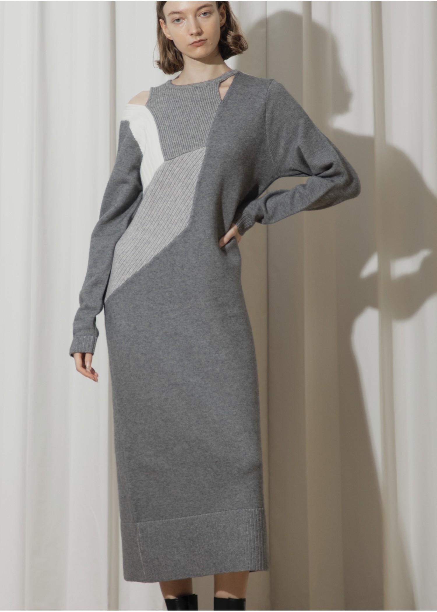 placement rib dissymmetry slit knit OP