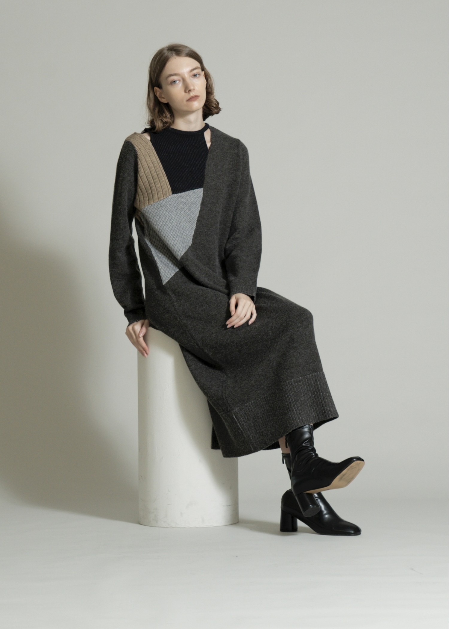 placement rib dissymmetry slit knit OP