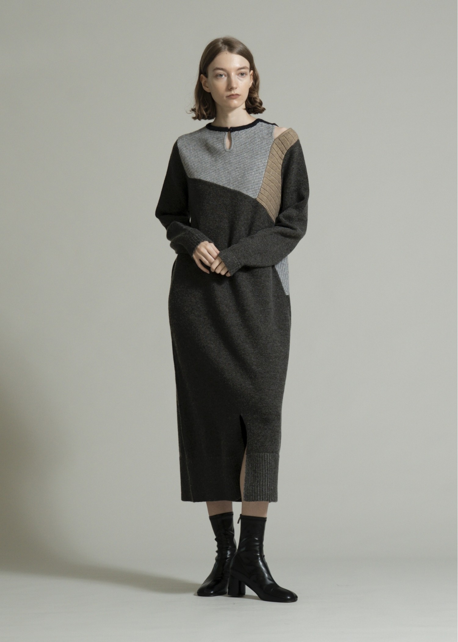 placement rib dissymmetry slit knit OP