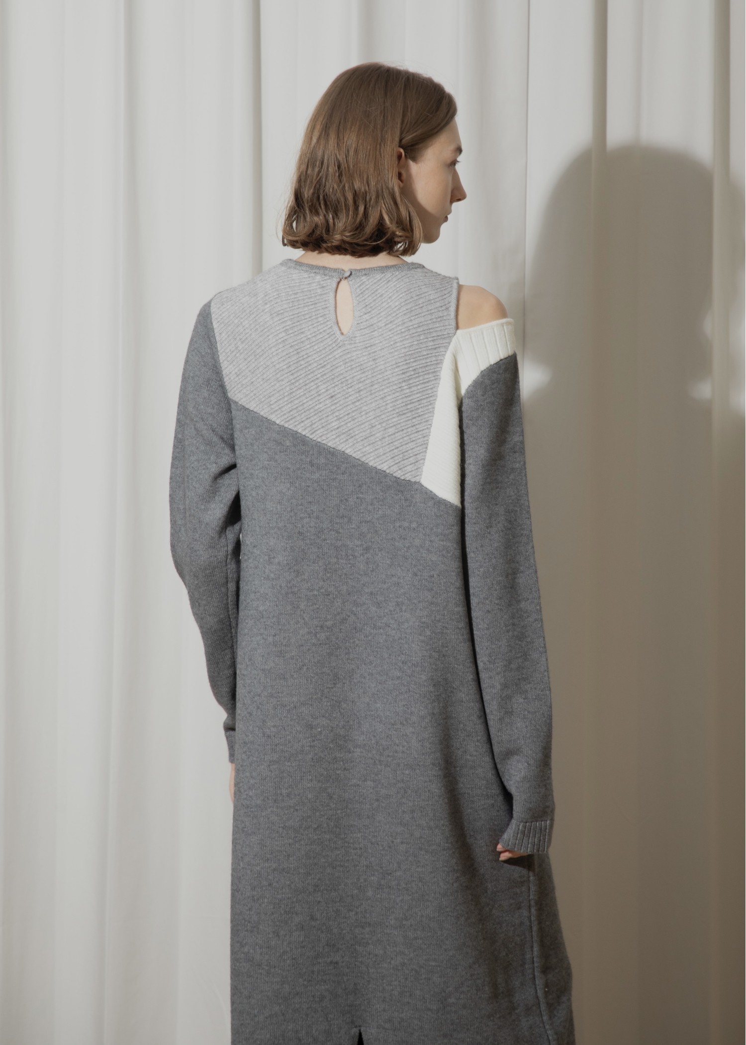 placement rib dissymmetry slit knit OP