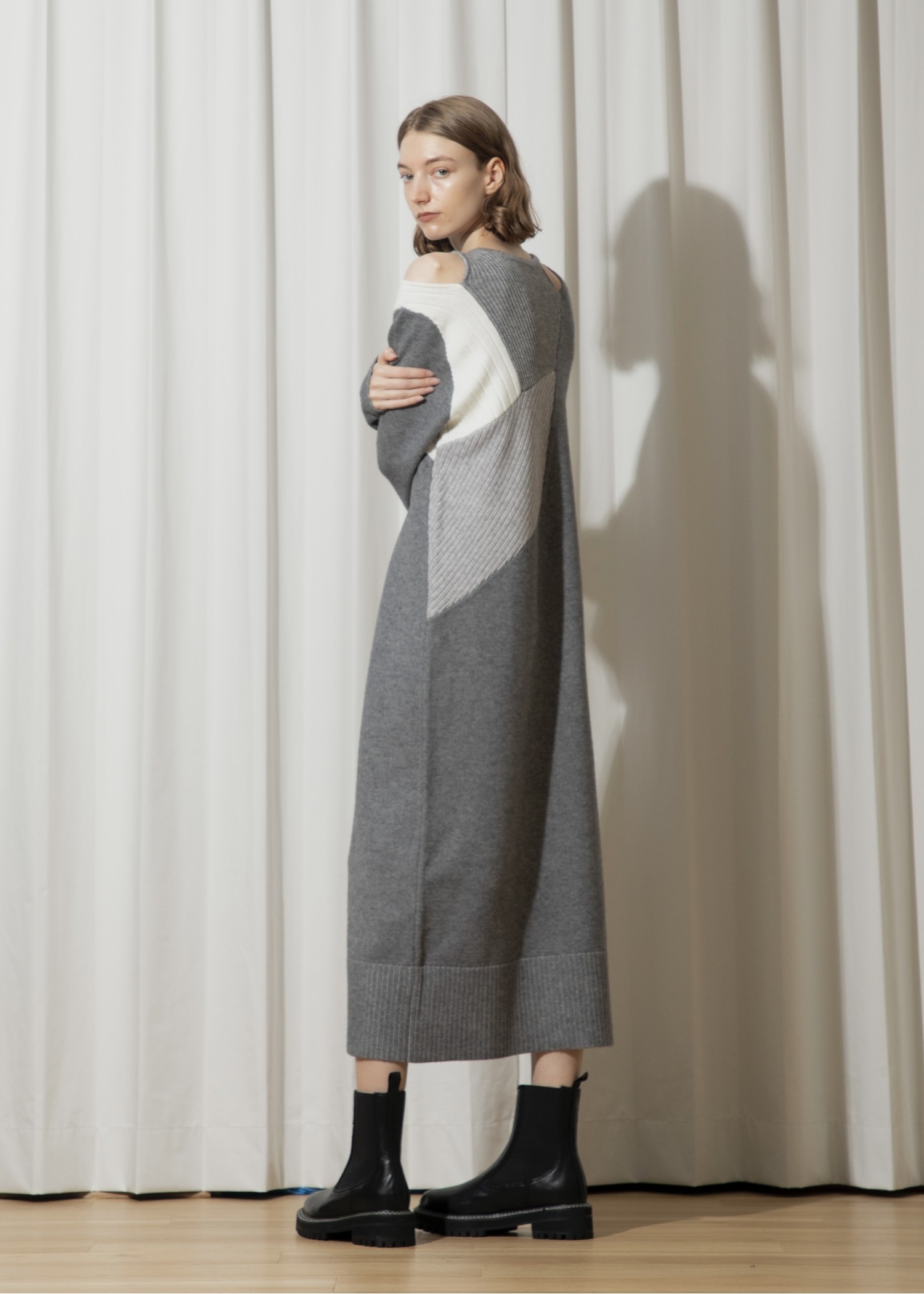 placement rib dissymmetry slit knit OP