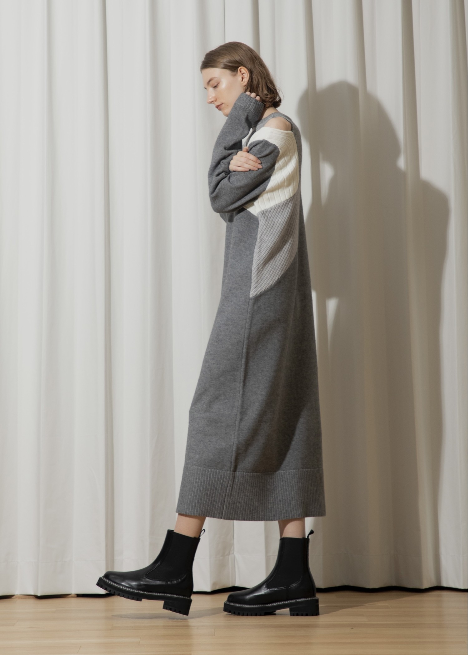 placement rib dissymmetry slit knit OP