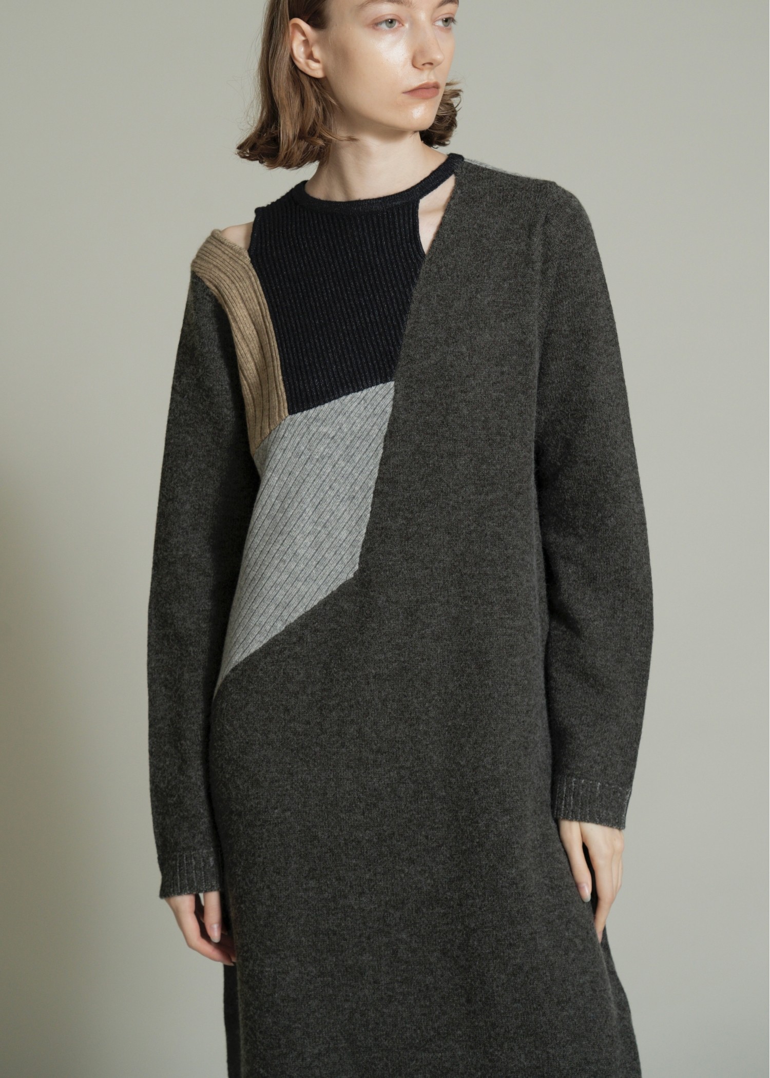 placement rib dissymmetry slit knit OP