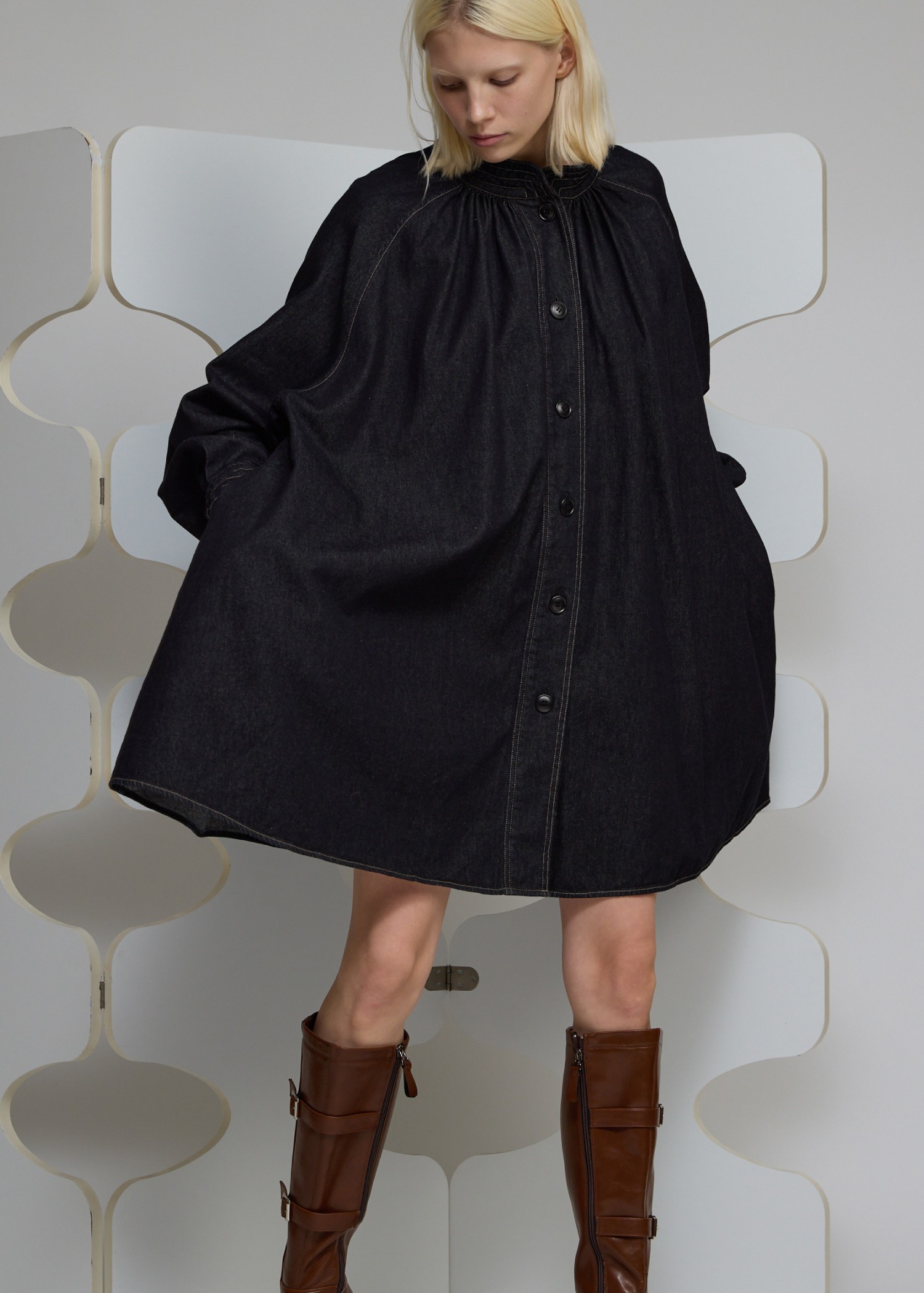 stitch detail collar tent shirt OP