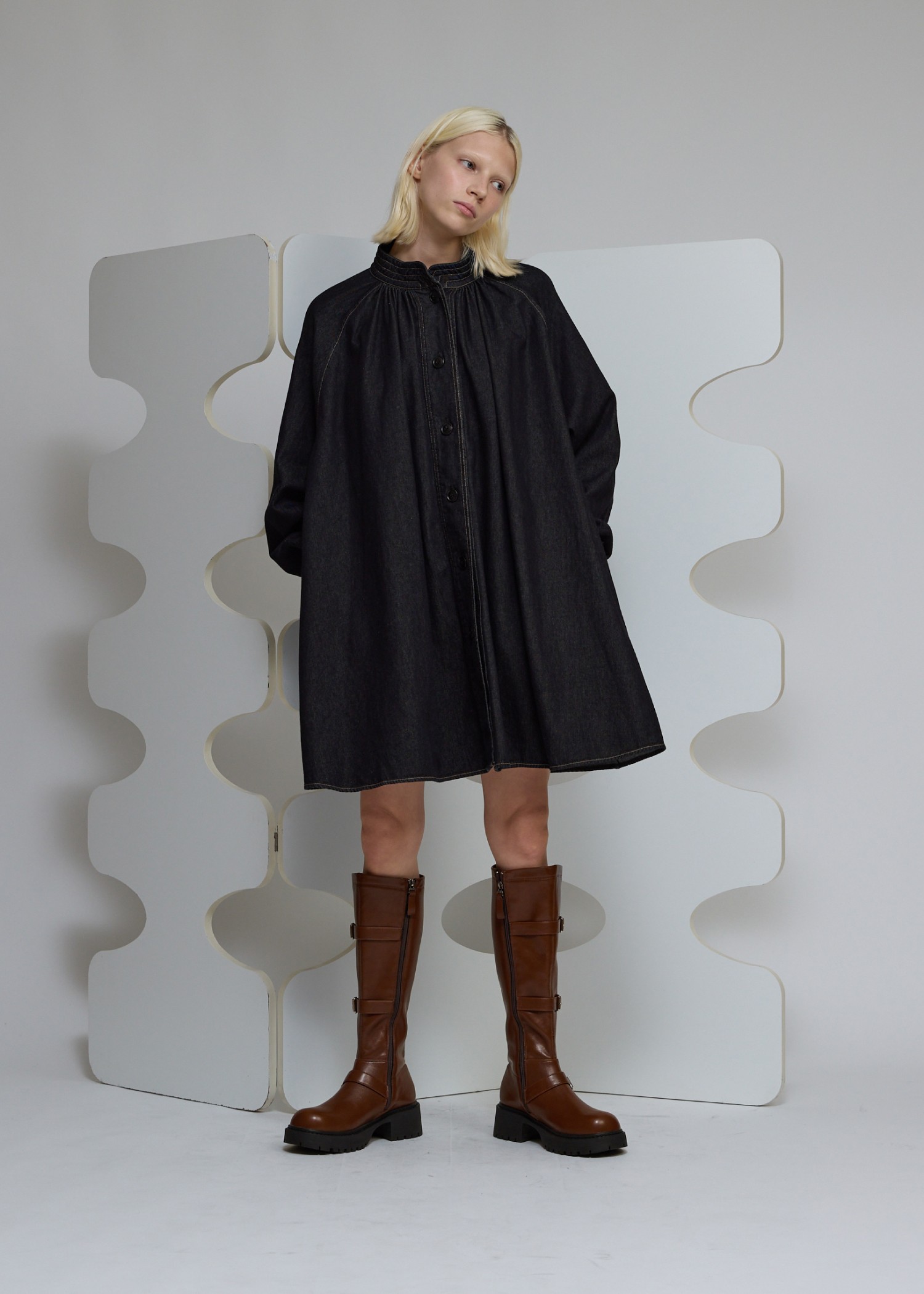 stitch detail collar tent shirt OP