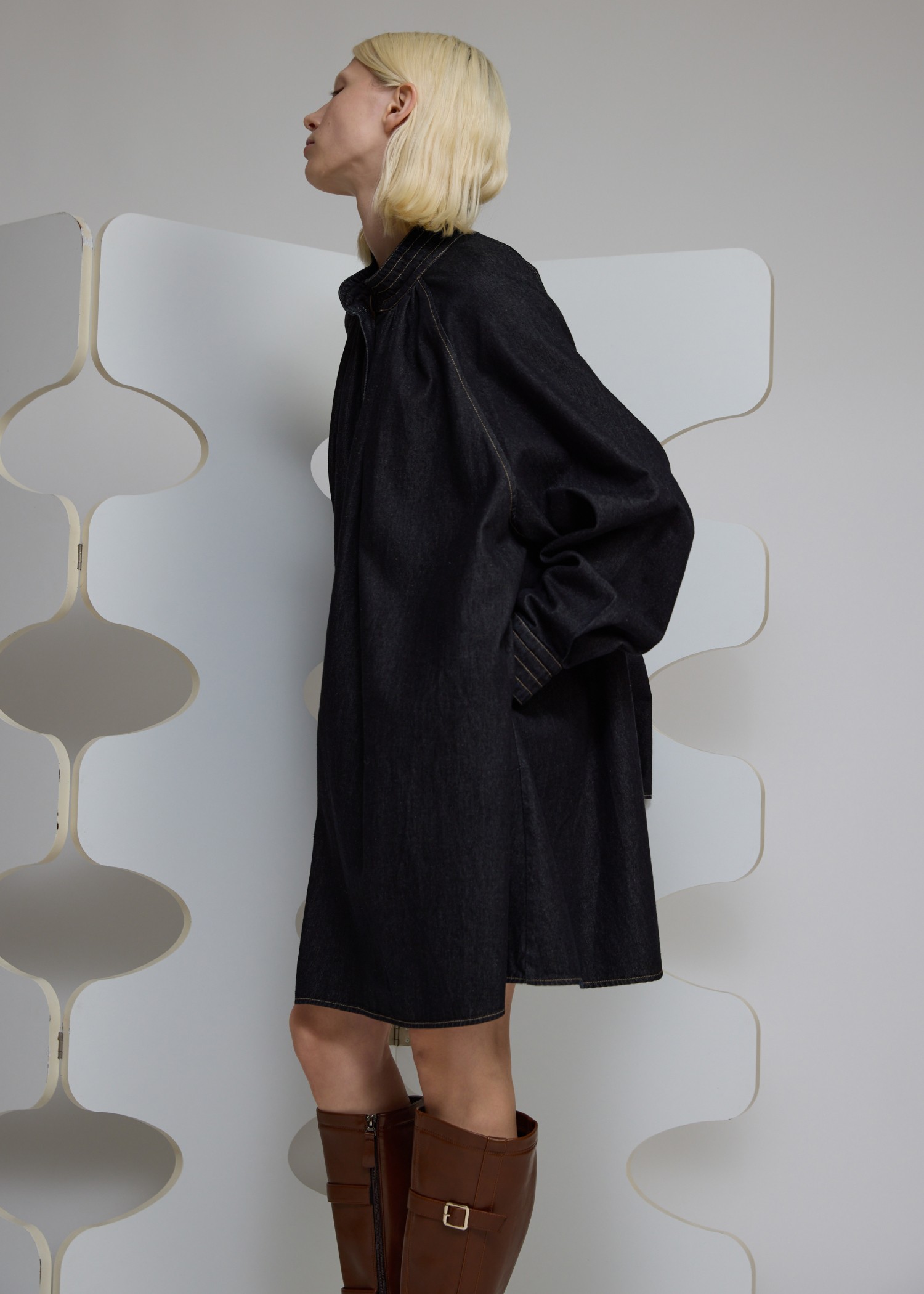 stitch detail collar tent shirt OP