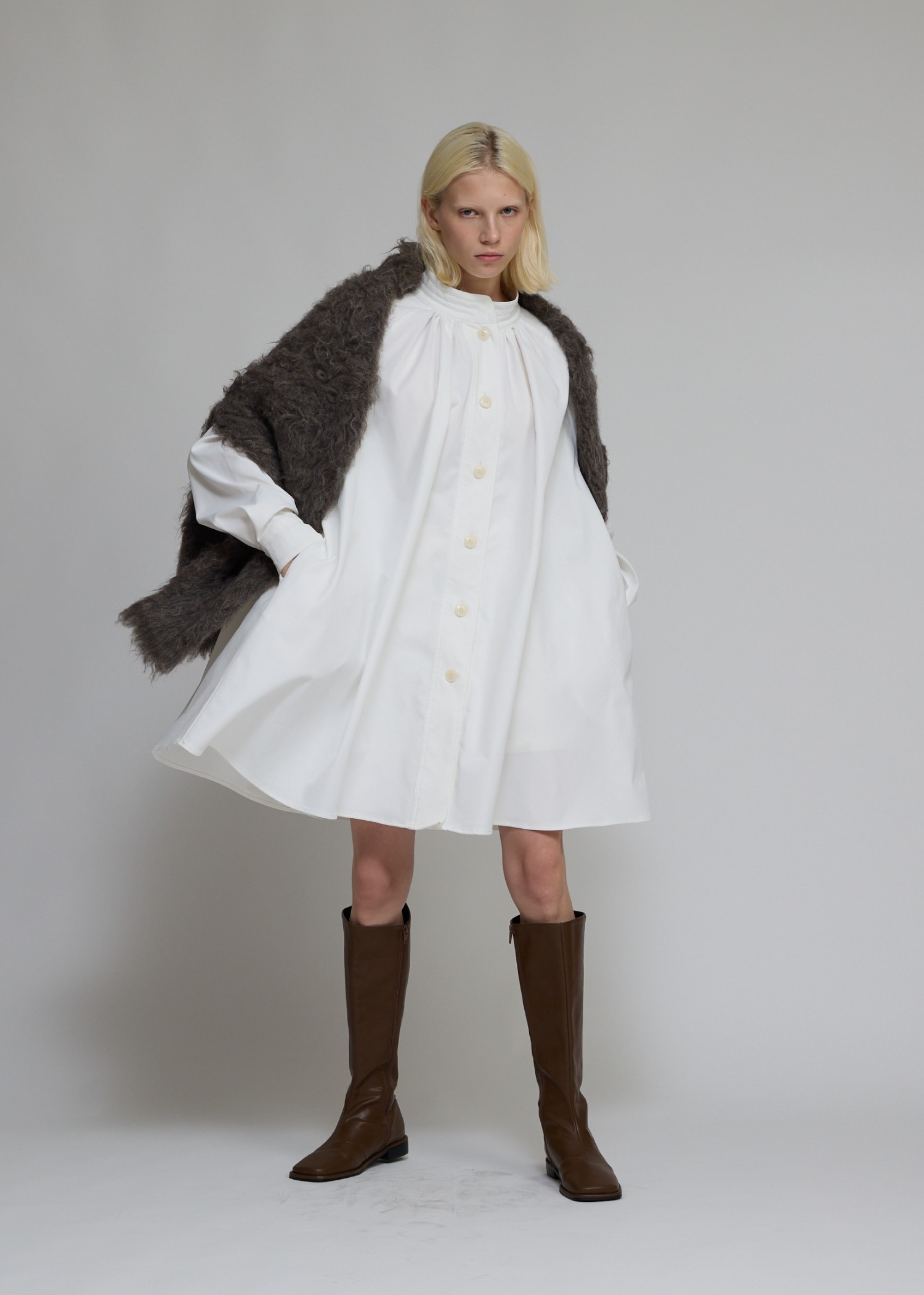 stitch detail collar tent shirt OP