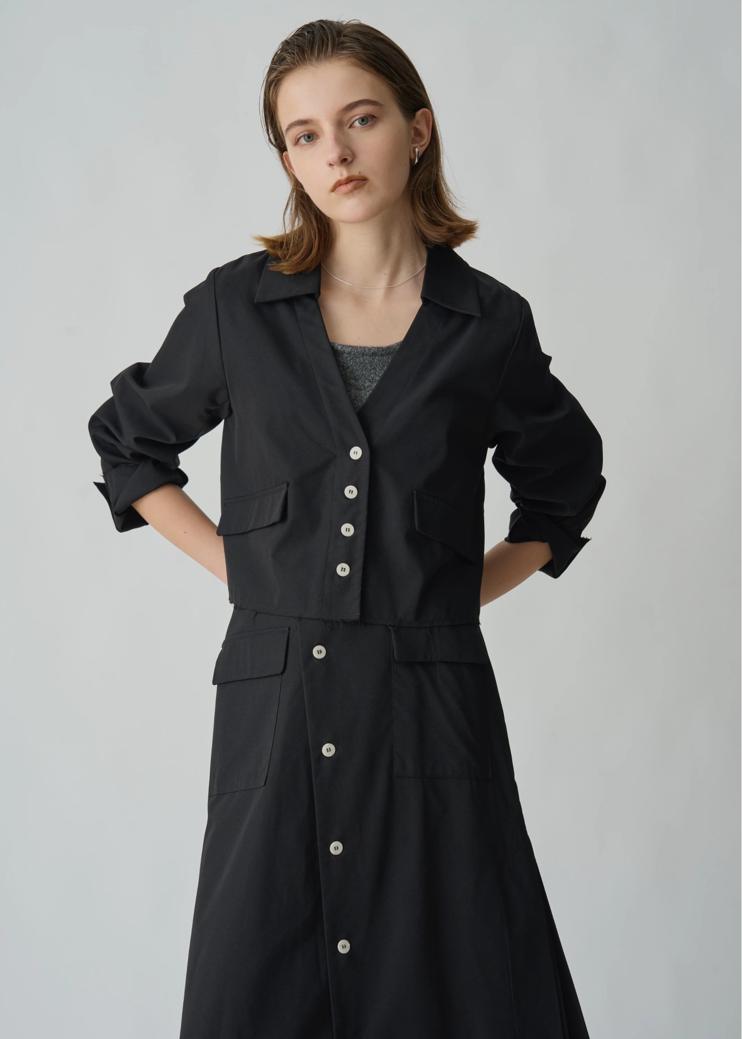 skipper collar bi color button SH/JK