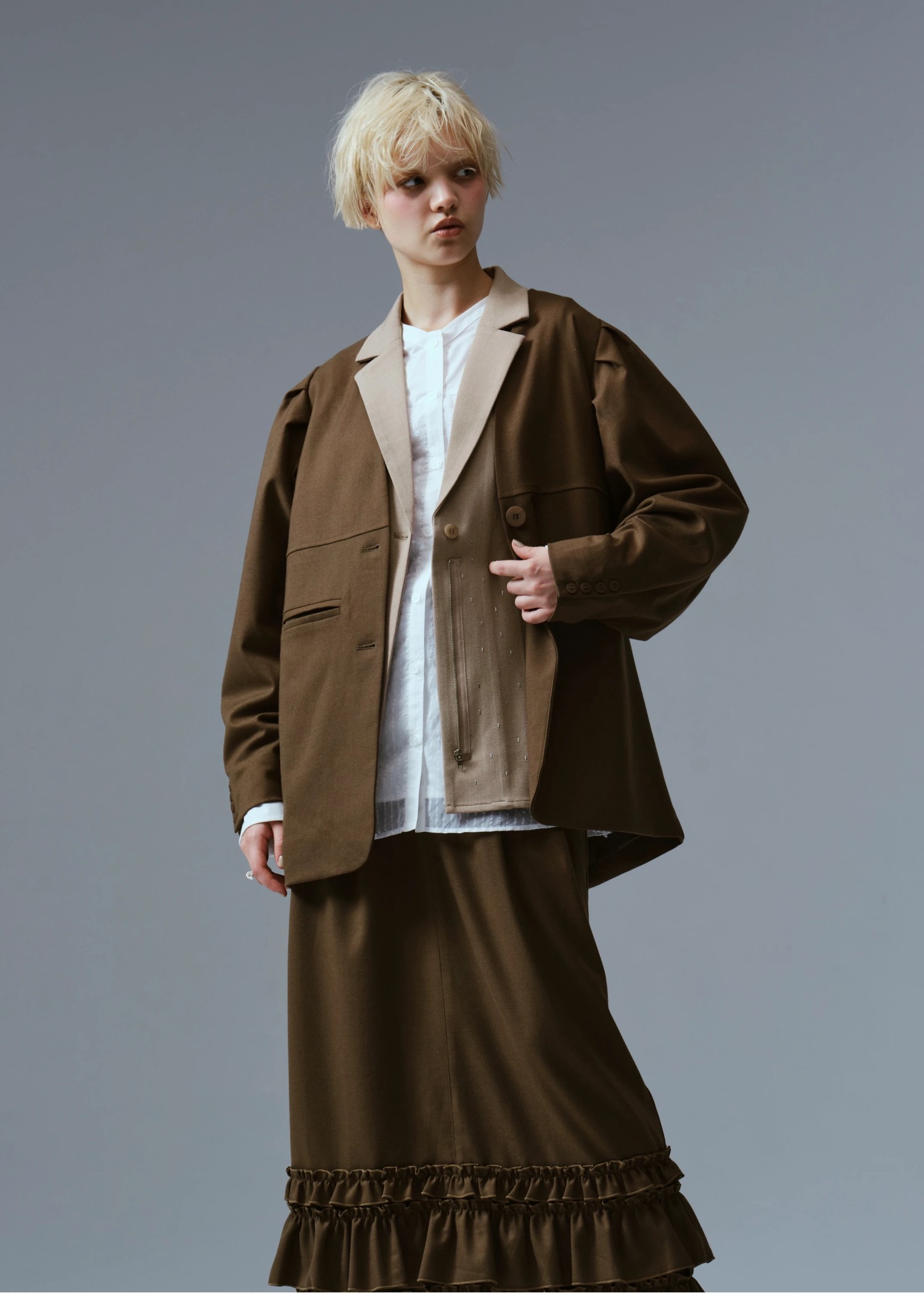 volume tuck sleeve no collar JK