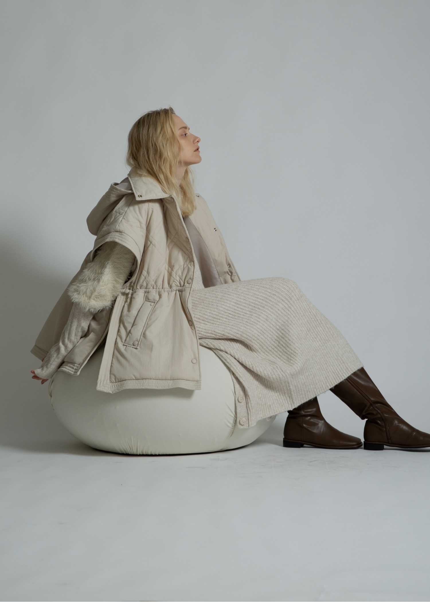 poncho deformation panel quilting coat