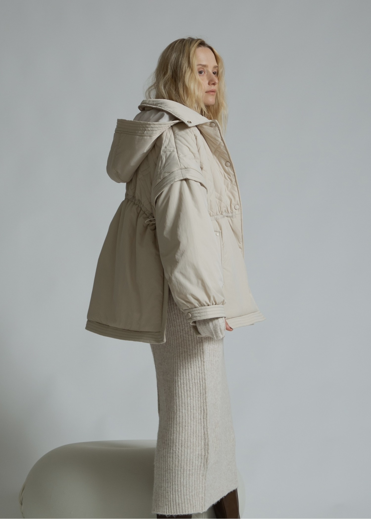 poncho deformation panel quilting coat