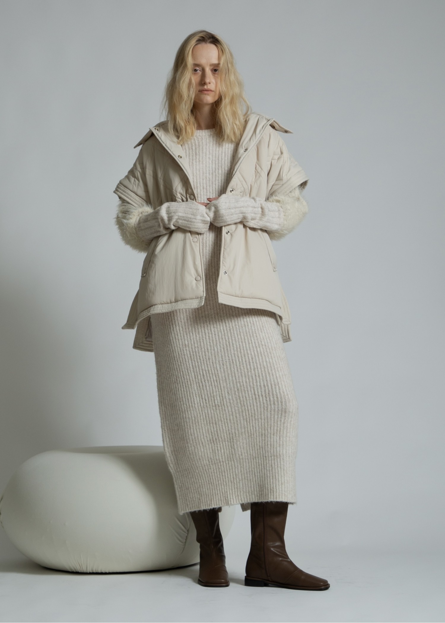 poncho deformation panel quilting coat