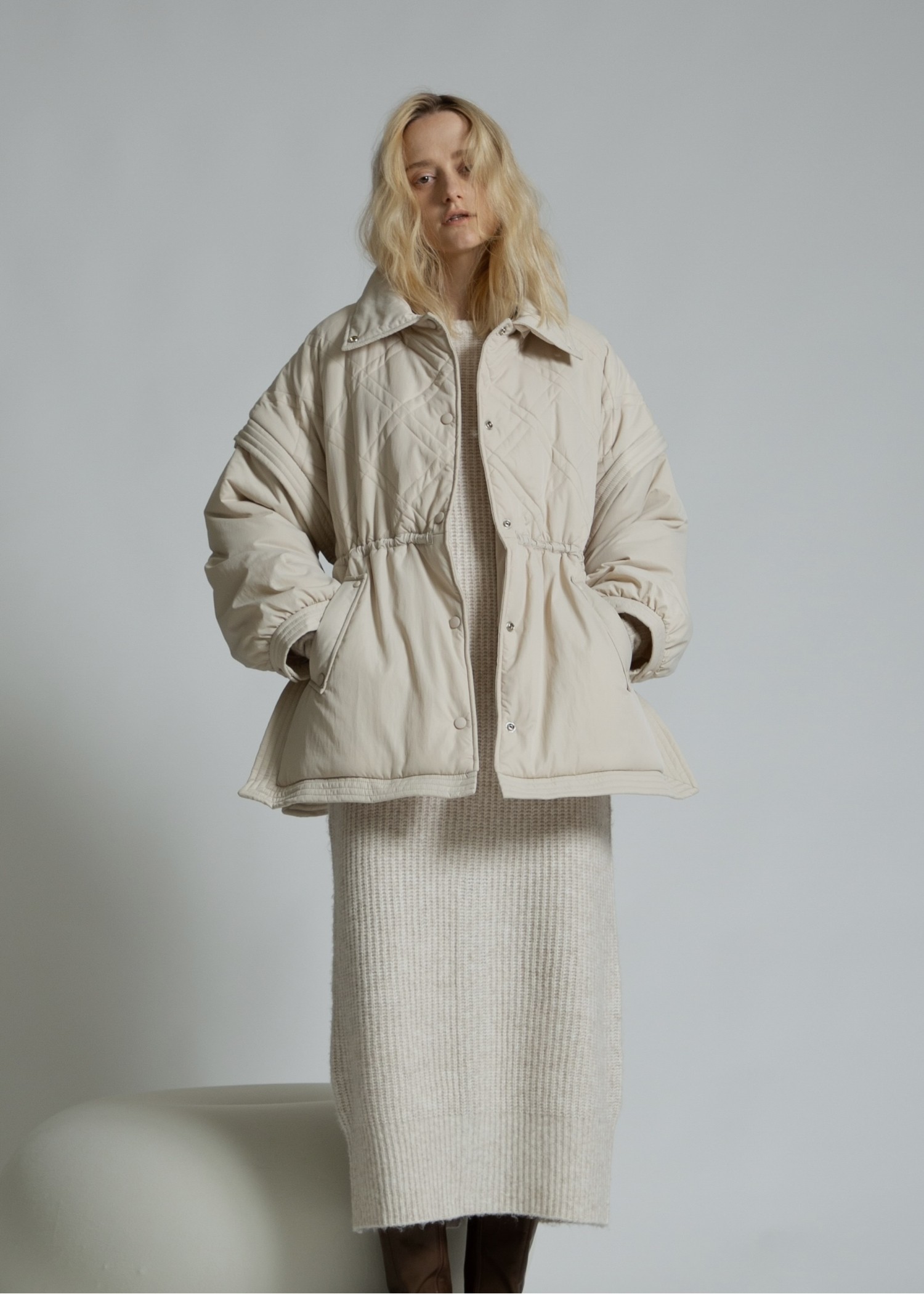 poncho deformation panel quilting coat