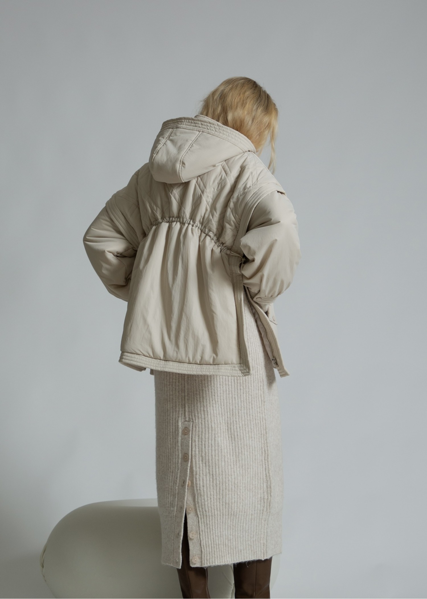 poncho deformation panel quilting coat