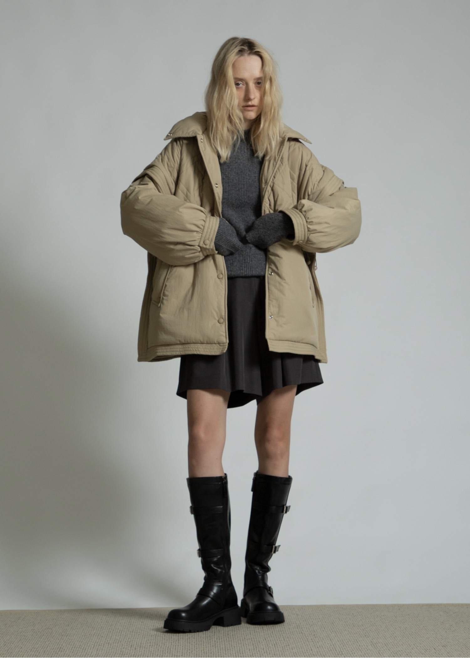 poncho deformation panel quilting coat