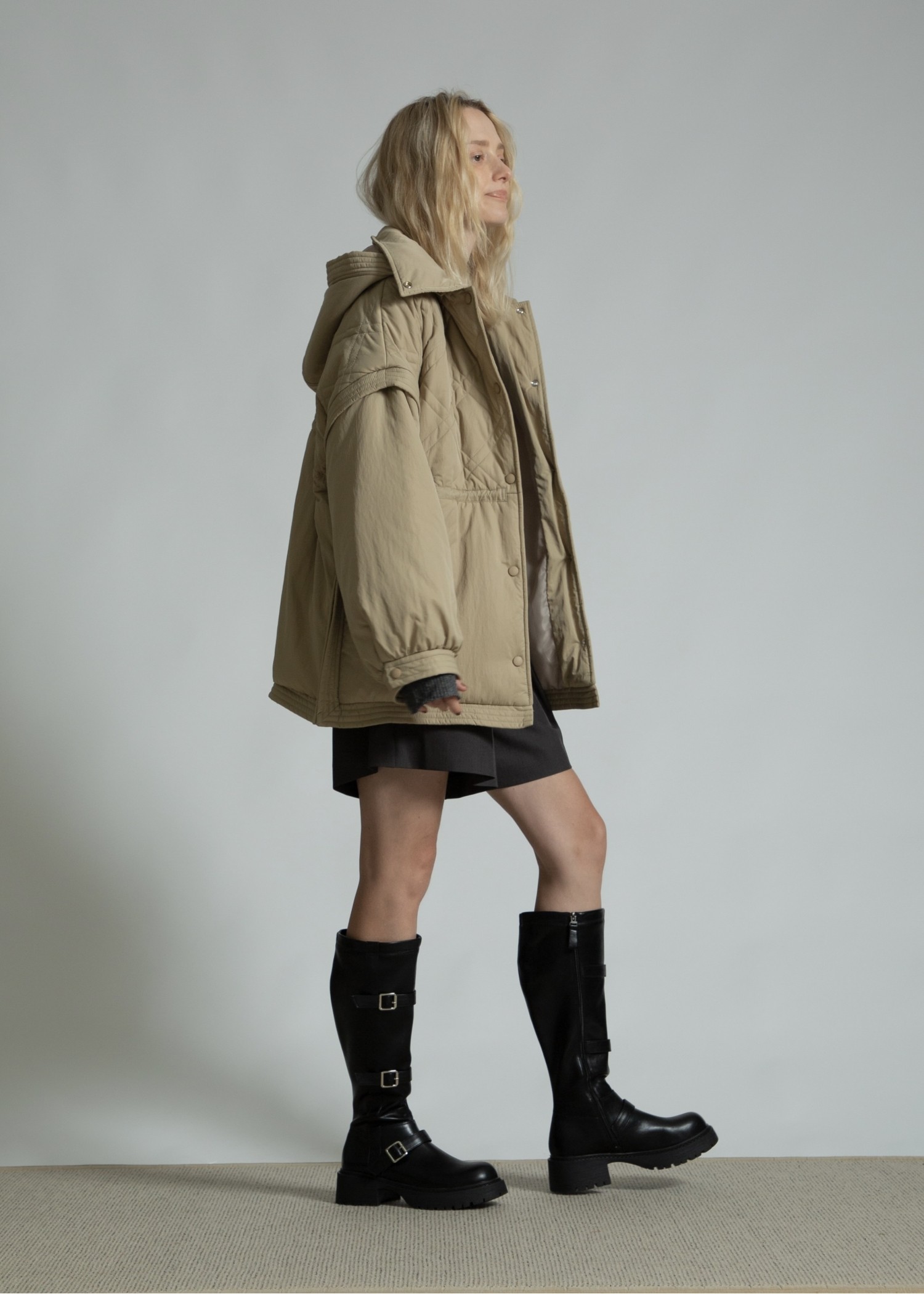 poncho deformation panel quilting coat