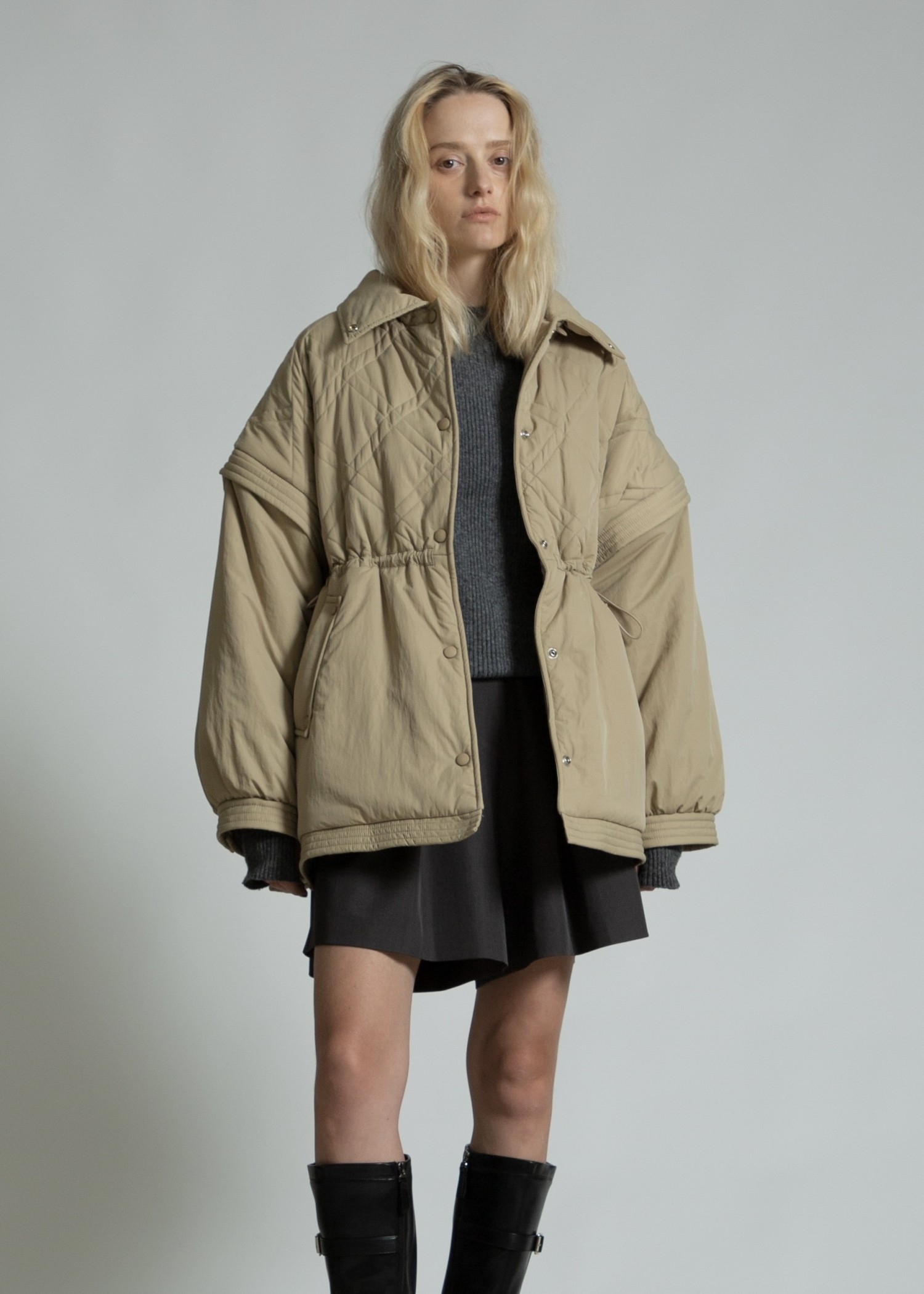 poncho deformation panel quilting coat