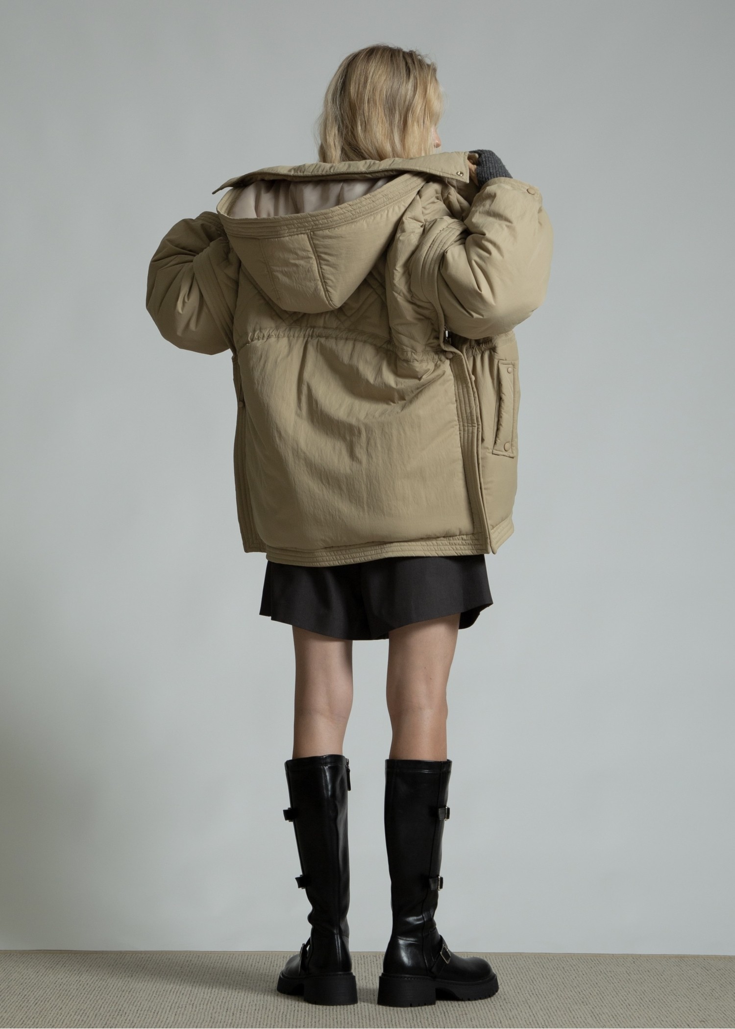 poncho deformation panel quilting coat