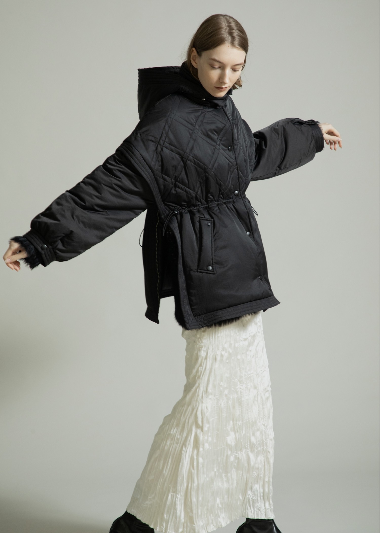poncho deformation panel quilting coat