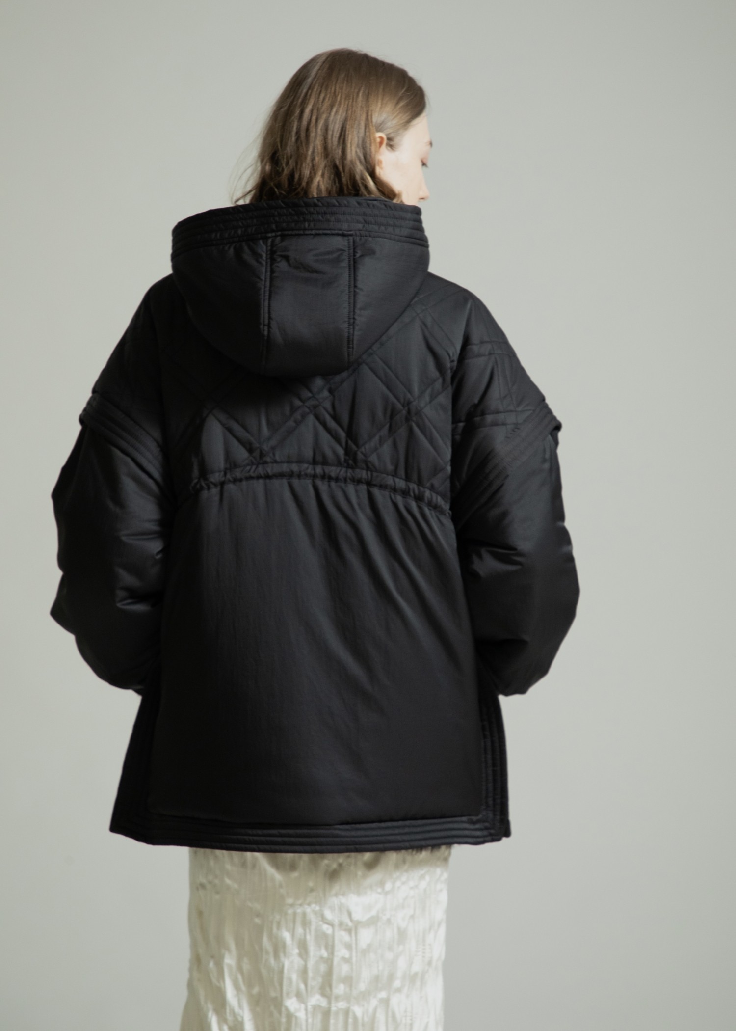 poncho deformation panel quilting coat