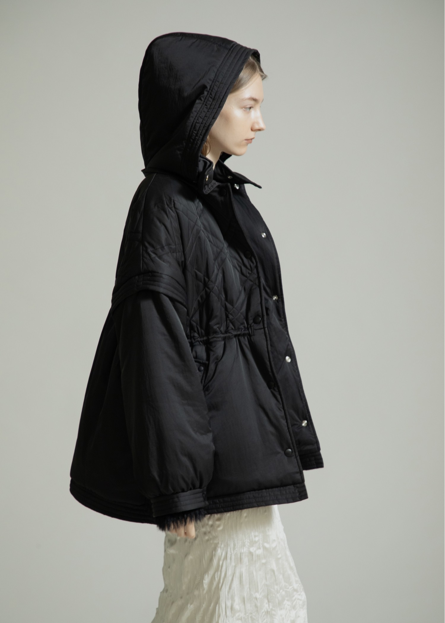 poncho deformation panel quilting coat