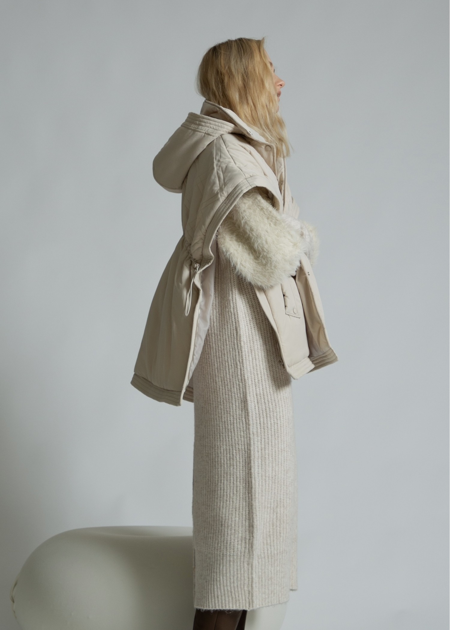 poncho deformation panel quilting coat