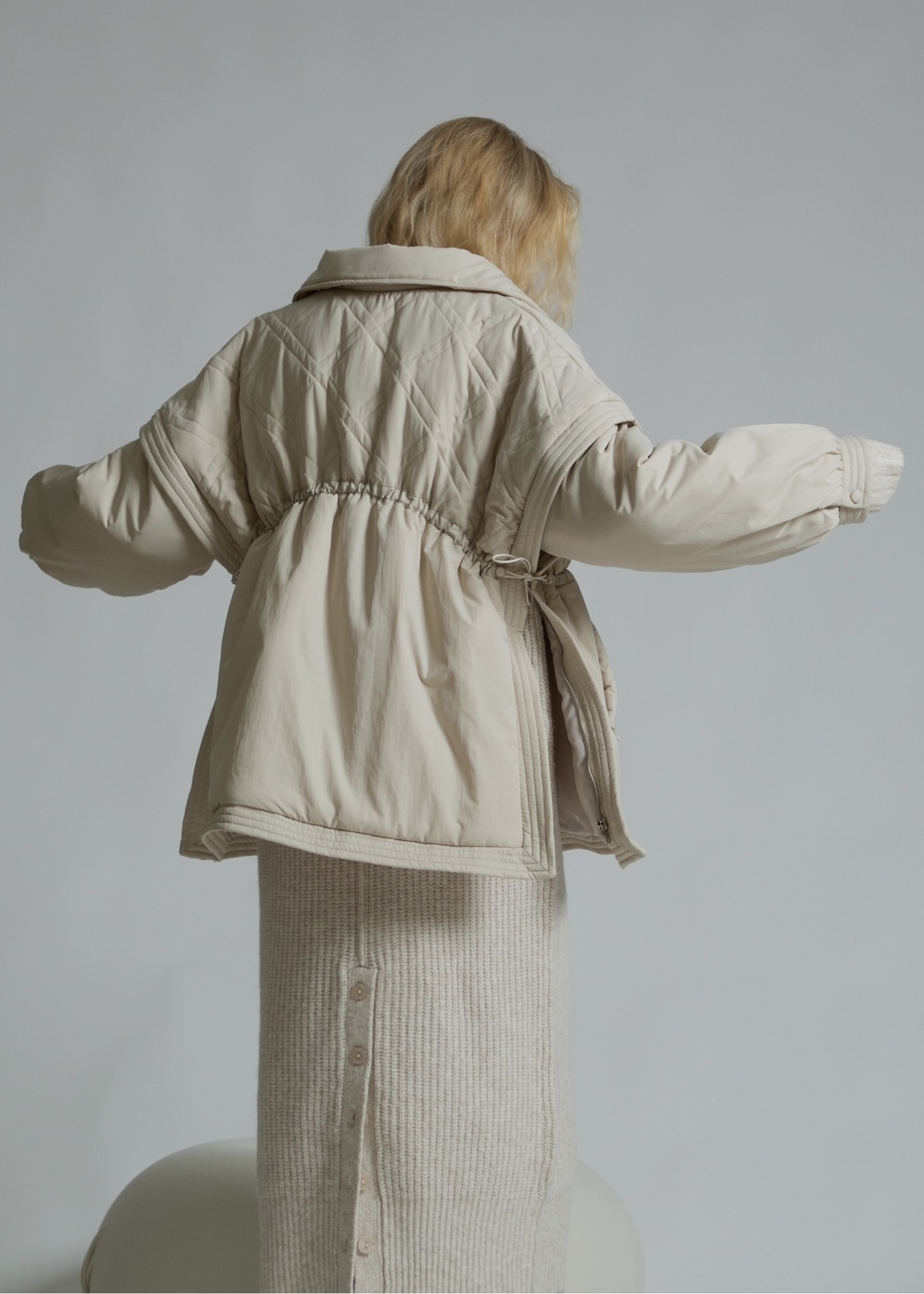 poncho deformation panel quilting coat
