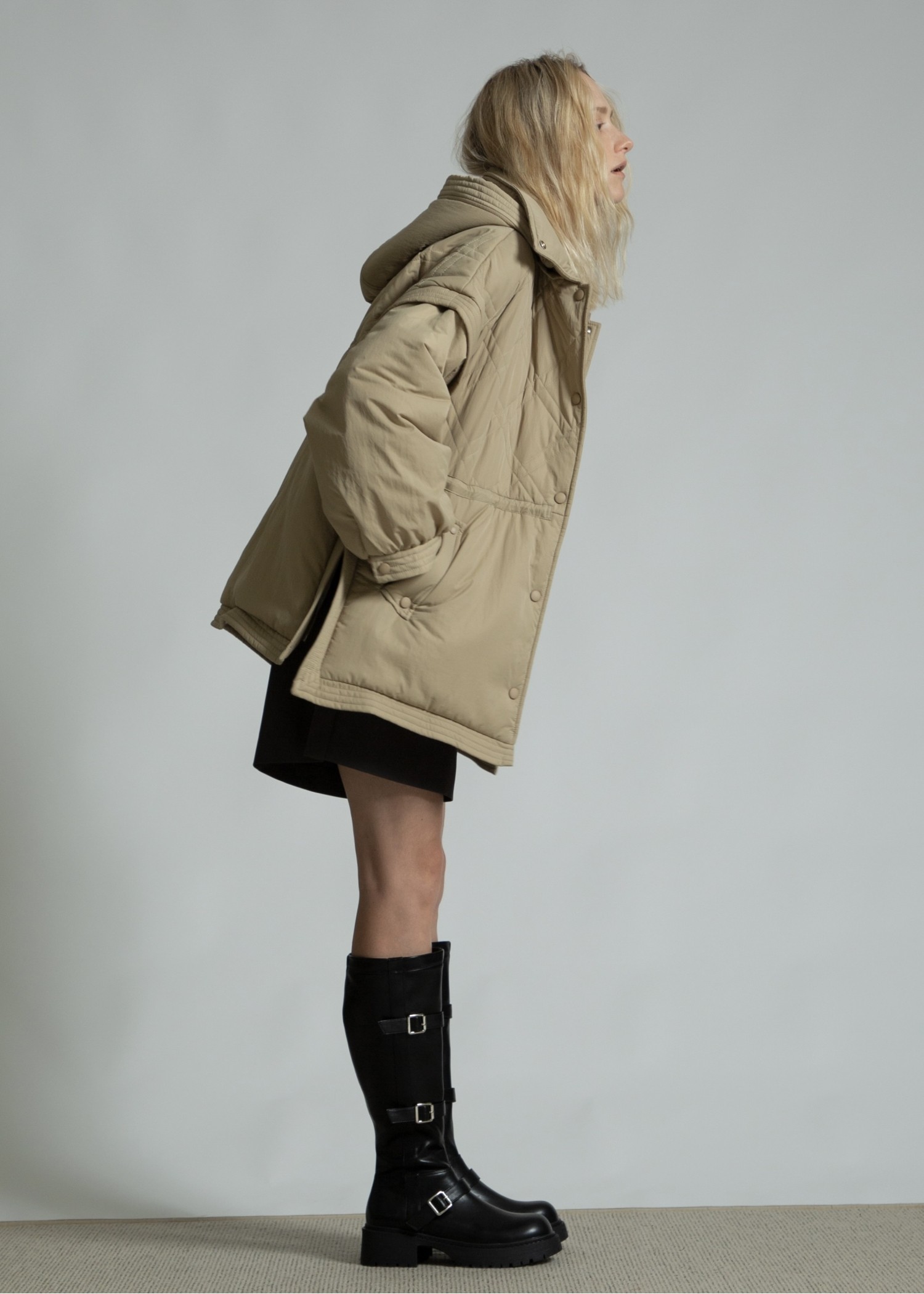 poncho deformation panel quilting coat