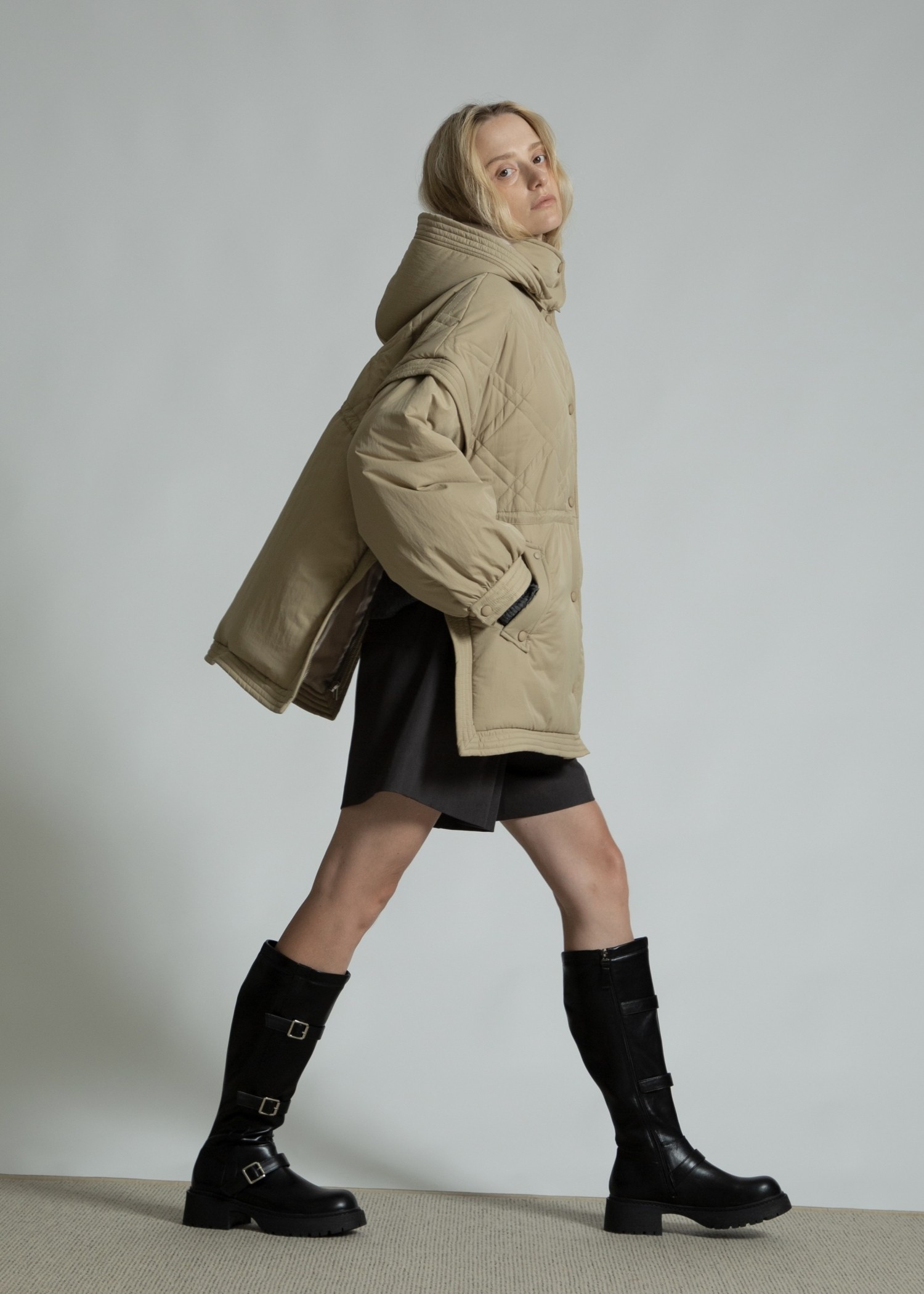 poncho deformation panel quilting coat