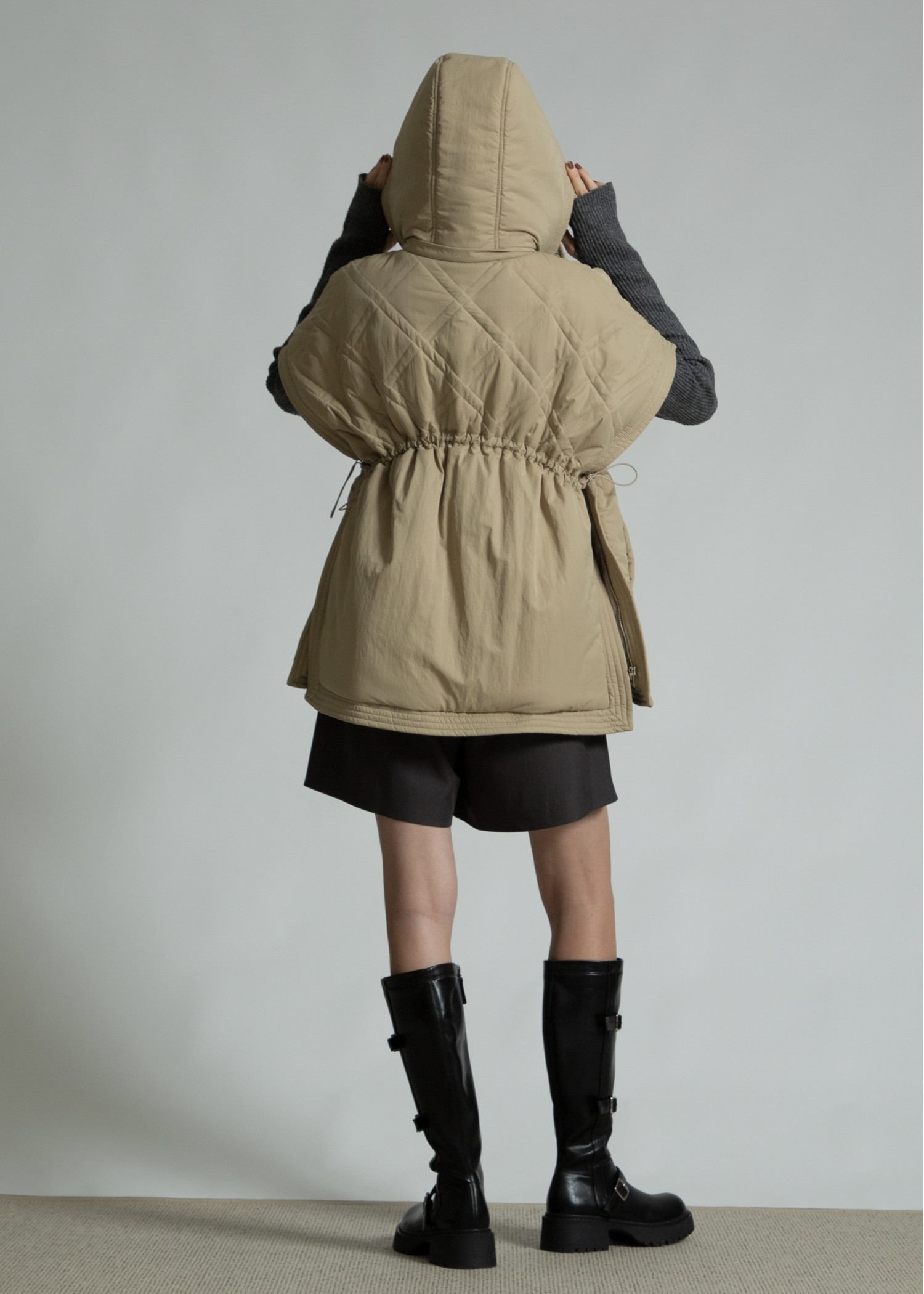 poncho deformation panel quilting coat