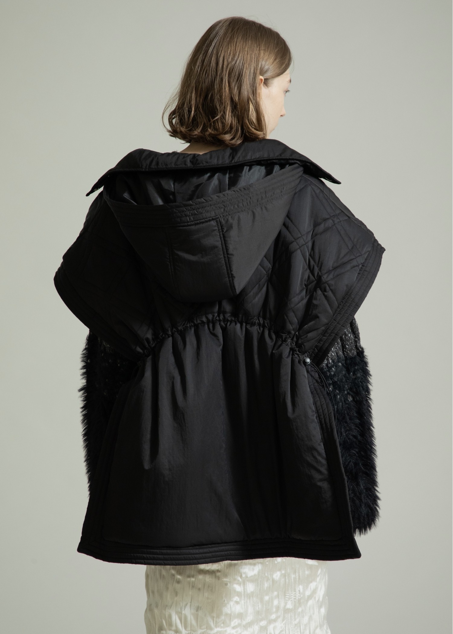 poncho deformation panel quilting coat