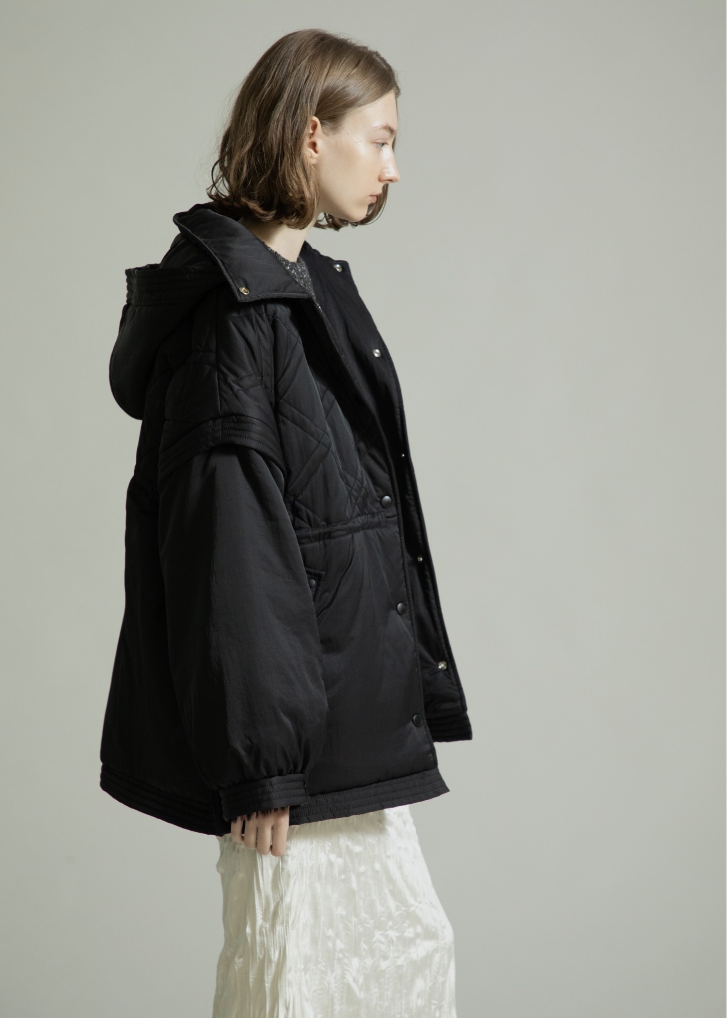 poncho deformation panel quilting coat