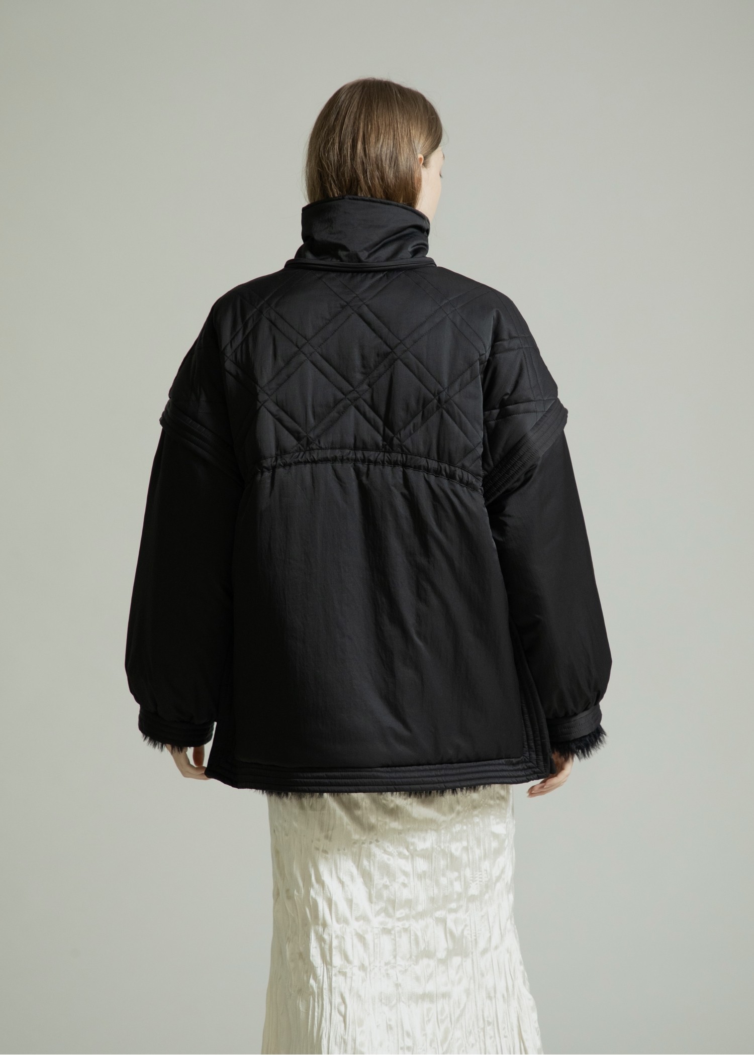 poncho deformation panel quilting coat