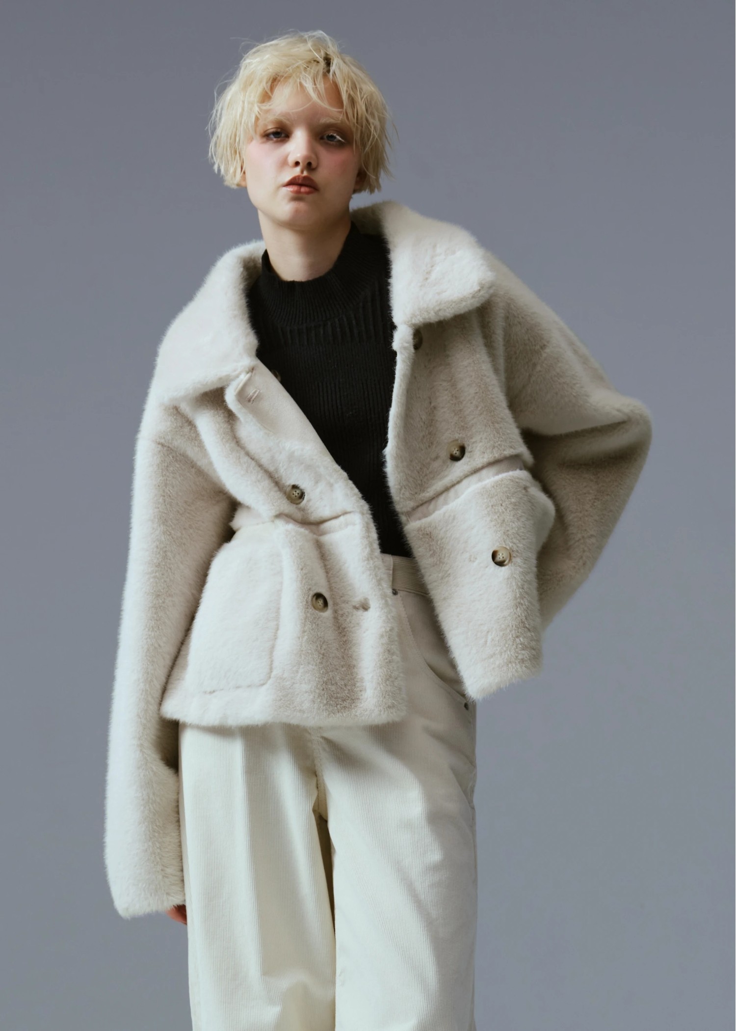 reversible fur suede soutien collar JK/coat