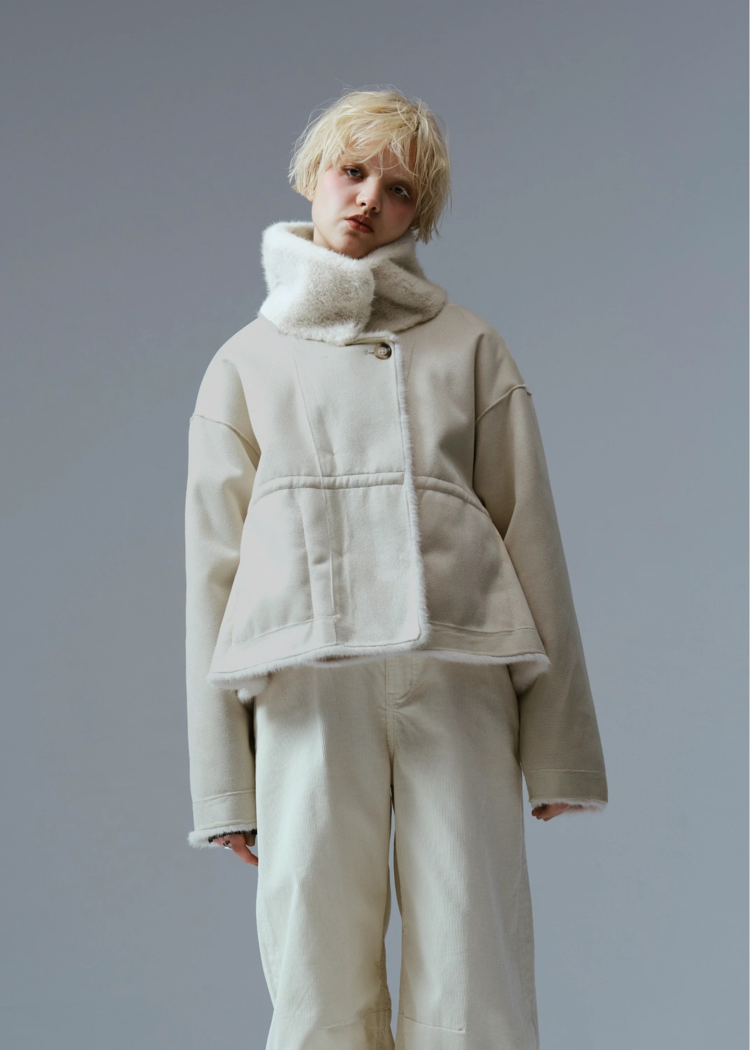 reversible fur suede soutien collar JK/coat